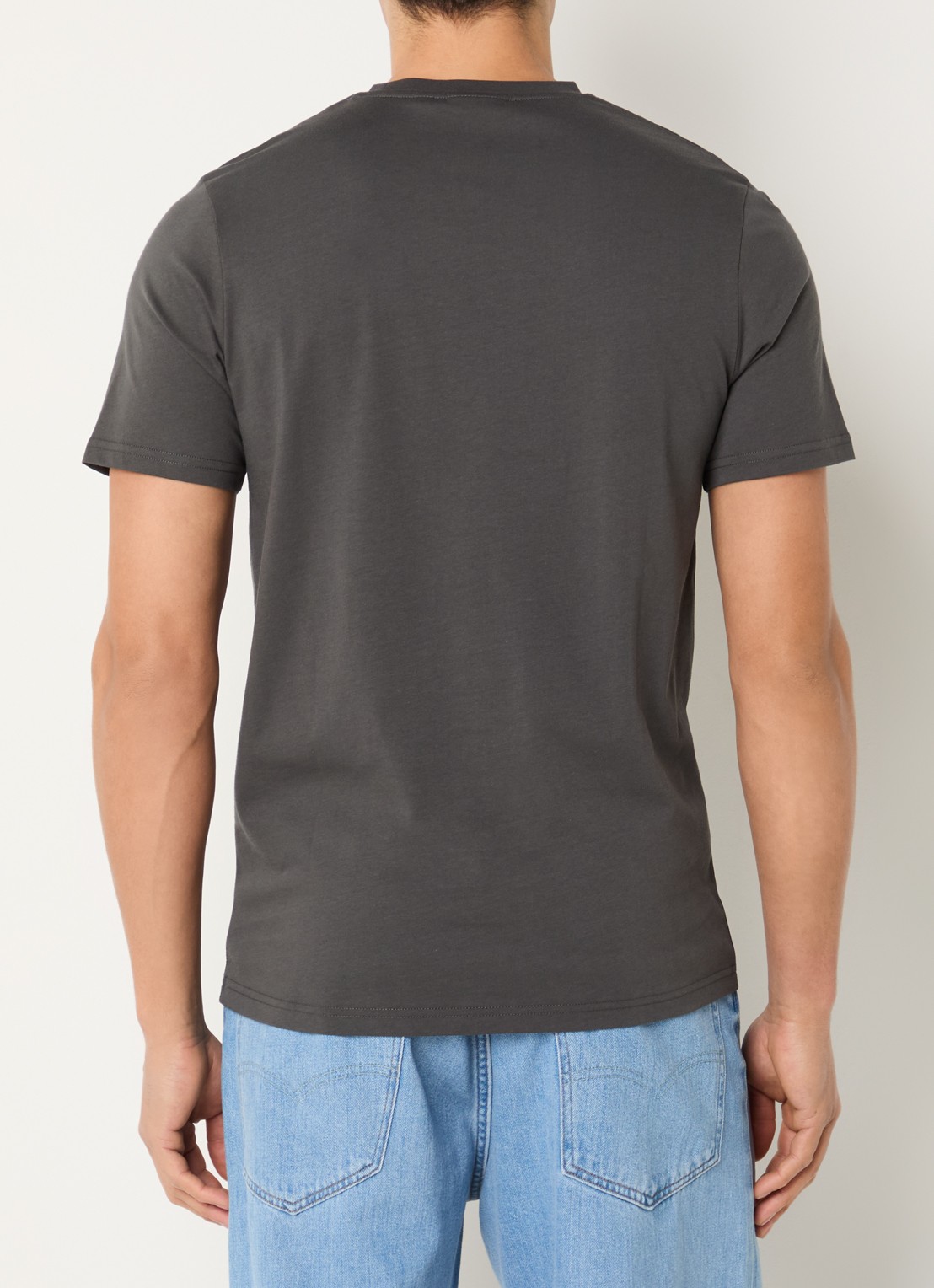 Lyle & Scott Superfine T-shirt met logoborduring - achterkant antraciet