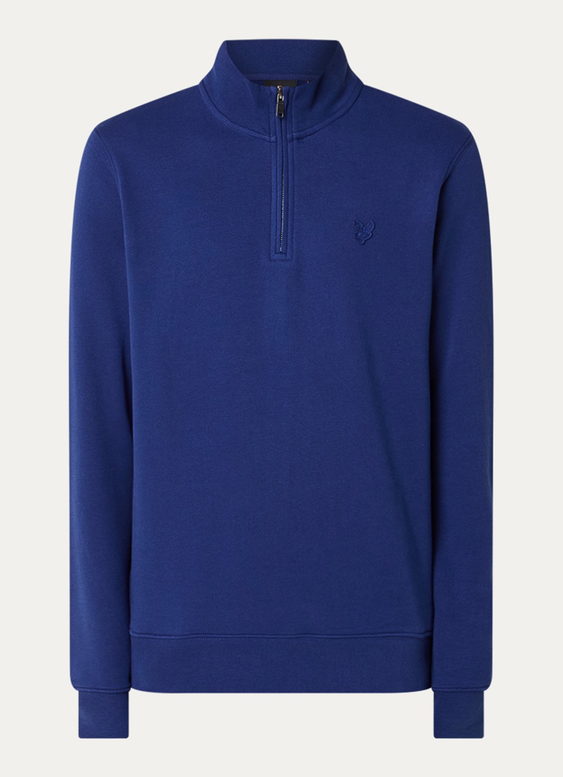 Lyle & Scott Sweater met halve rits - voorkant donkerblauw