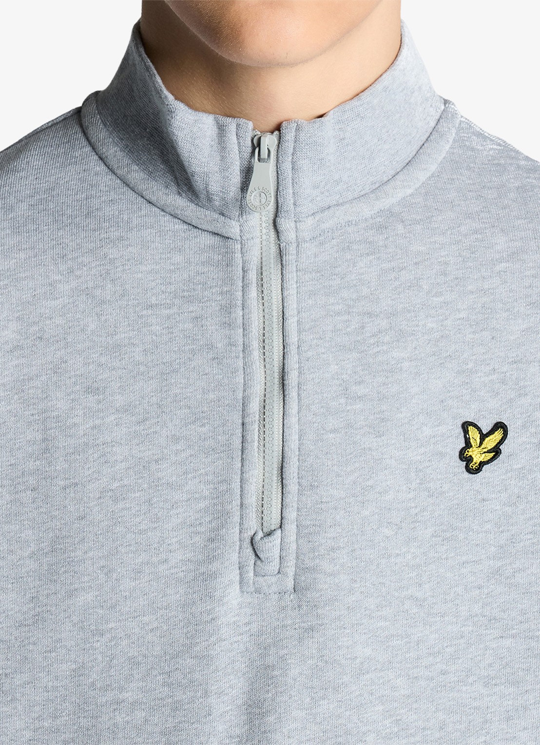 Lyle & Scott Sweater met halve rits - detail grijsmele