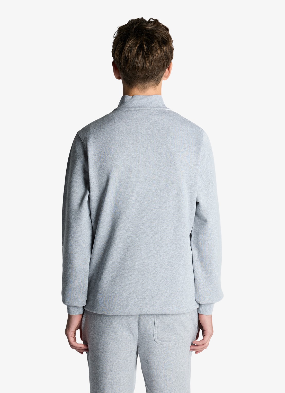 Lyle & Scott Sweater met halve rits - voorkant 3 grijsmele