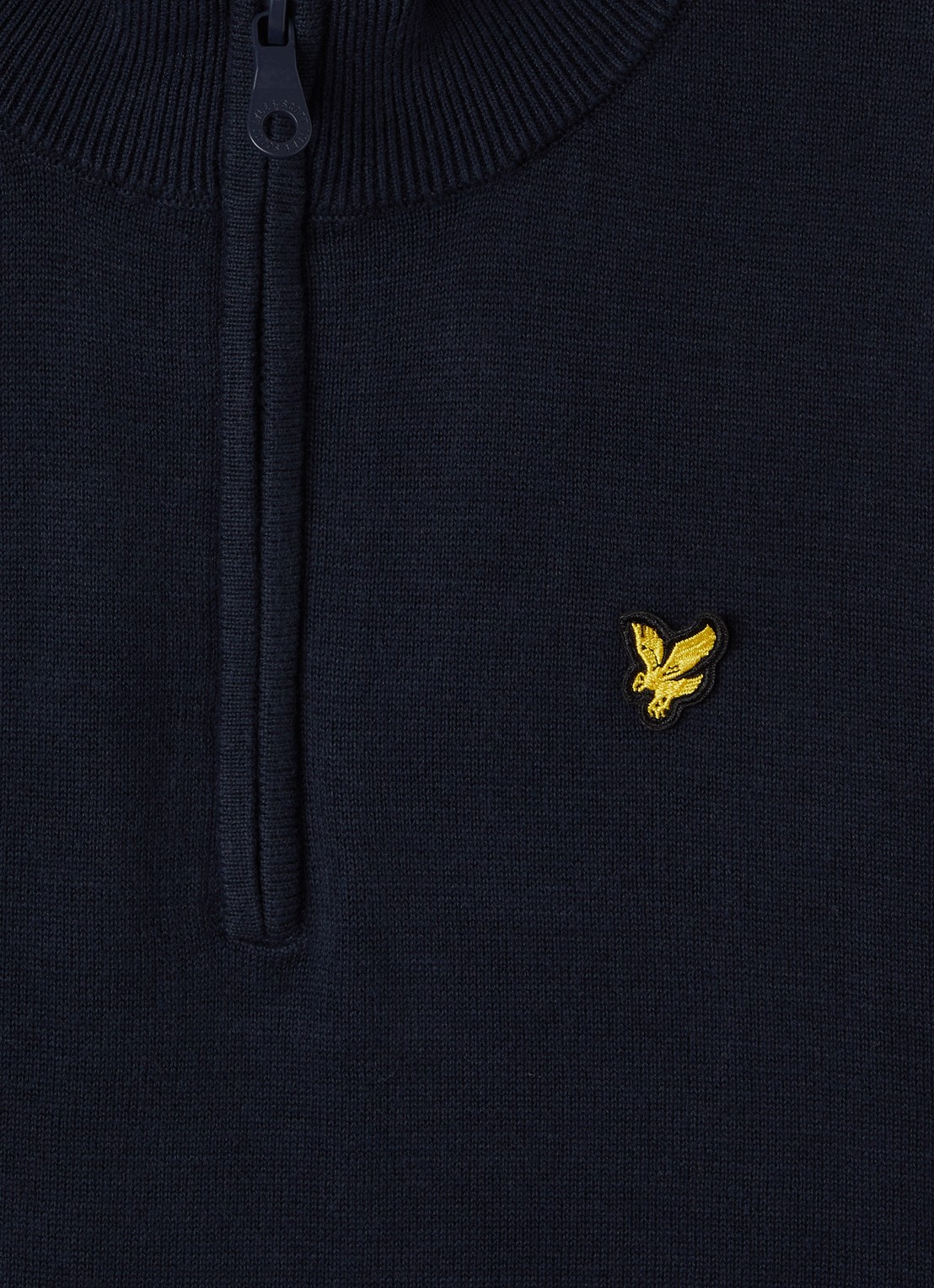 Lyle & Scott Sweater met halve rits - detail 3 donkerblauw