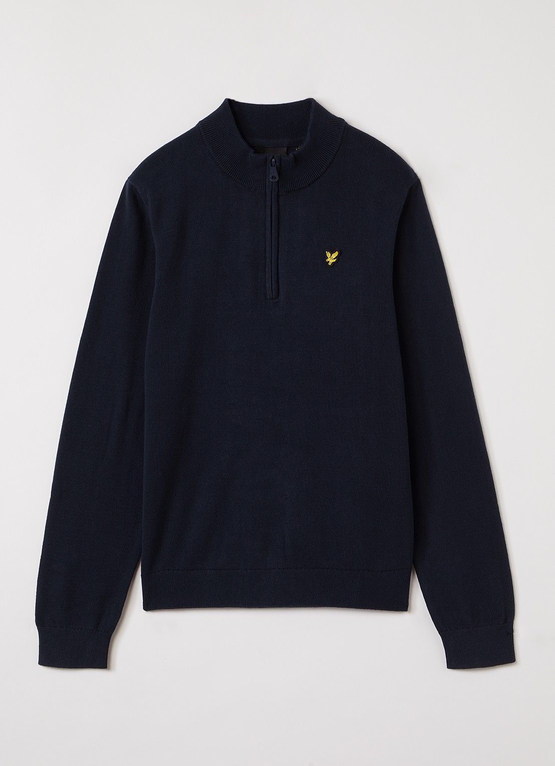 Lyle & Scott Sweater met halve rits - voorkant donkerblauw