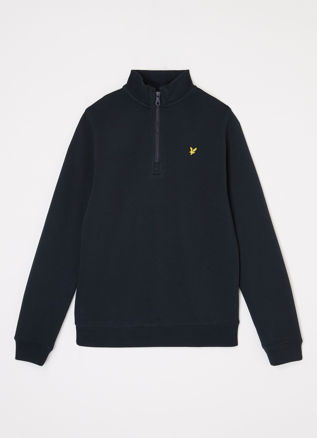 Lyle & Scott Sweater met logo en halve rits - voorkant 2 donkerblauw