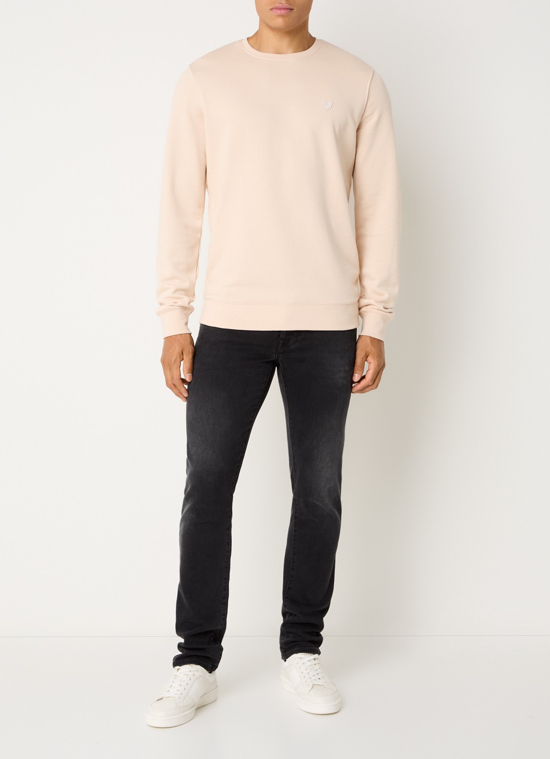 Lyle & Scott Sweater met logo - voorkant 3 creme
