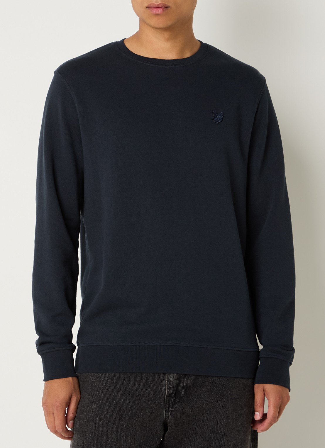 Lyle & Scott Sweater met logo - detail 3 donkerblauw