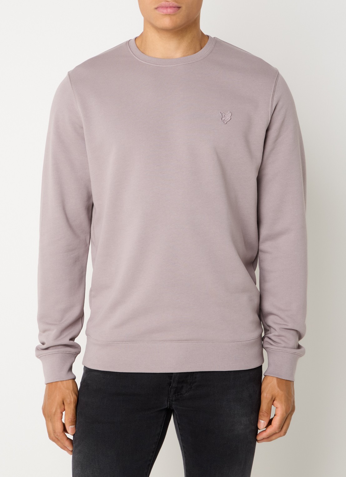 Lyle & Scott Sweater met logo - detail donkerbeige