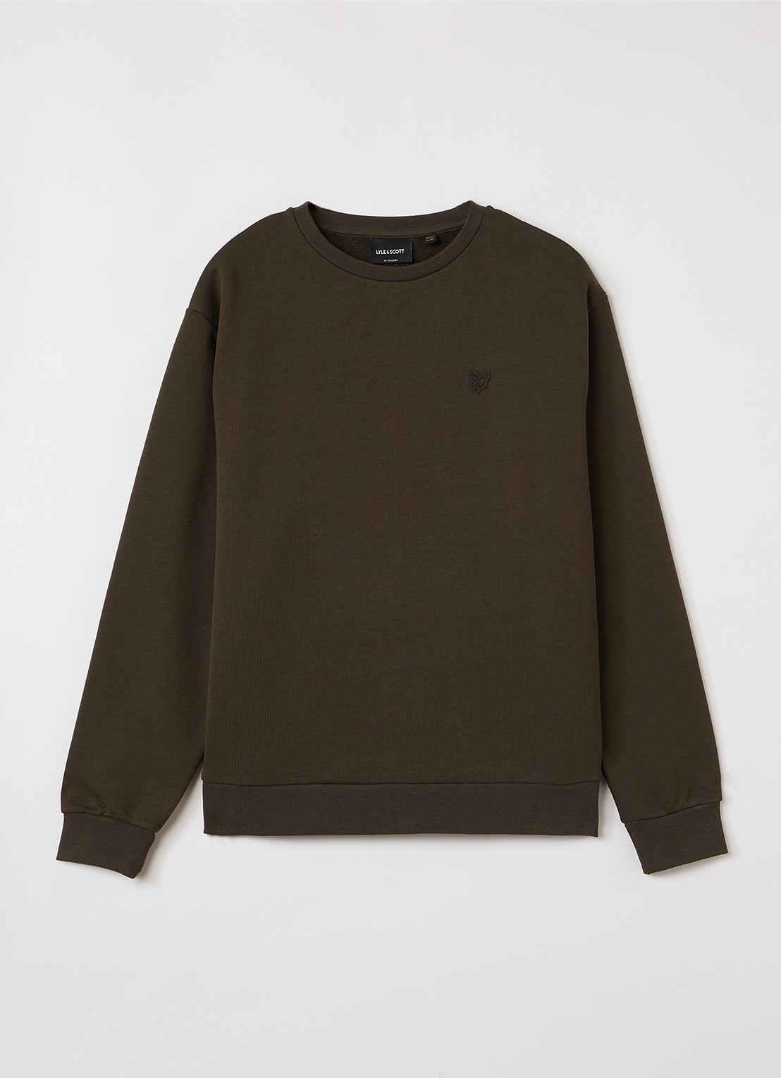 Lyle & Scott Sweater met logo - voorkant donkerbruin