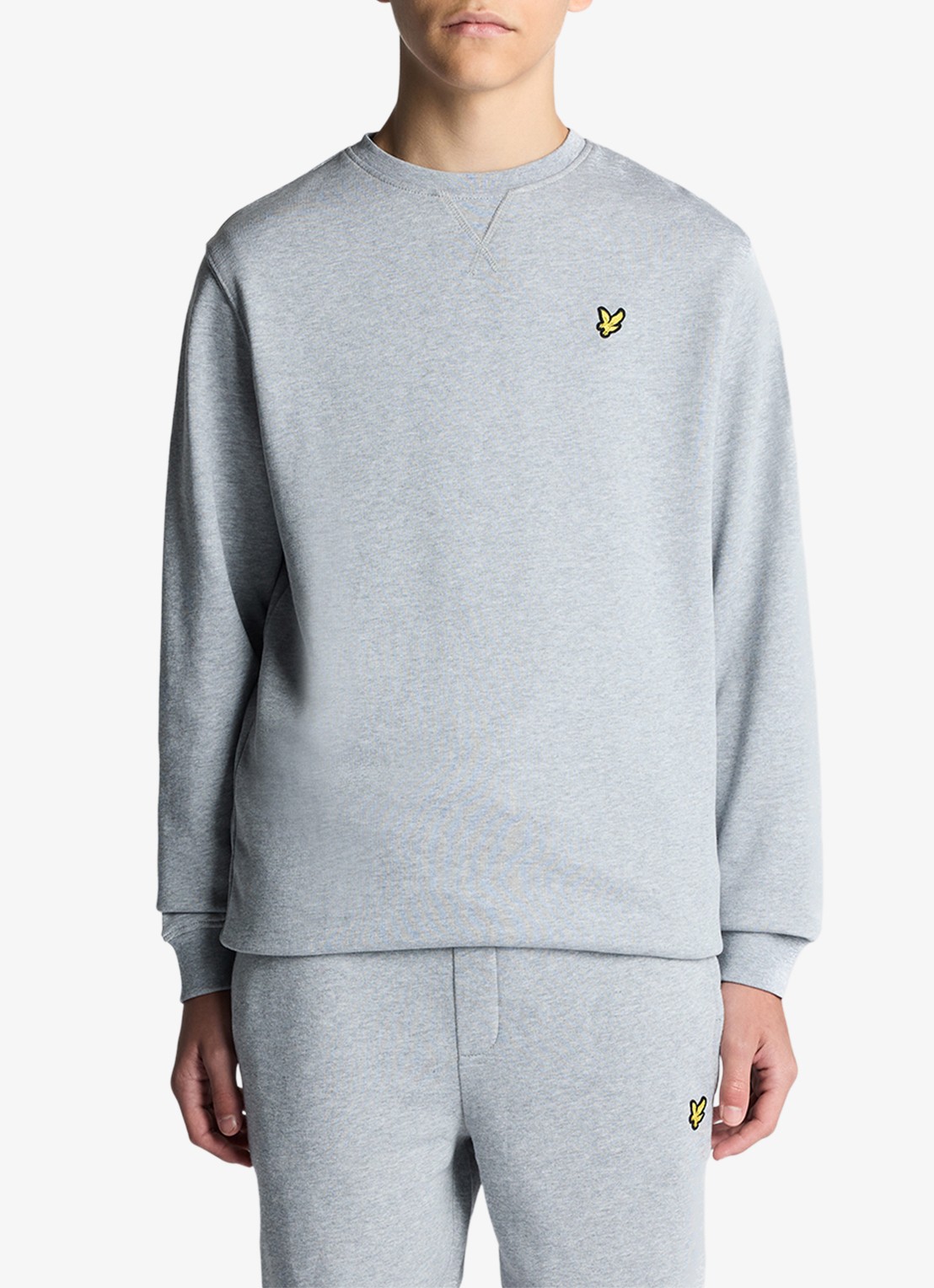 Lyle & Scott Sweater met logo - voorkant lichtgrijs