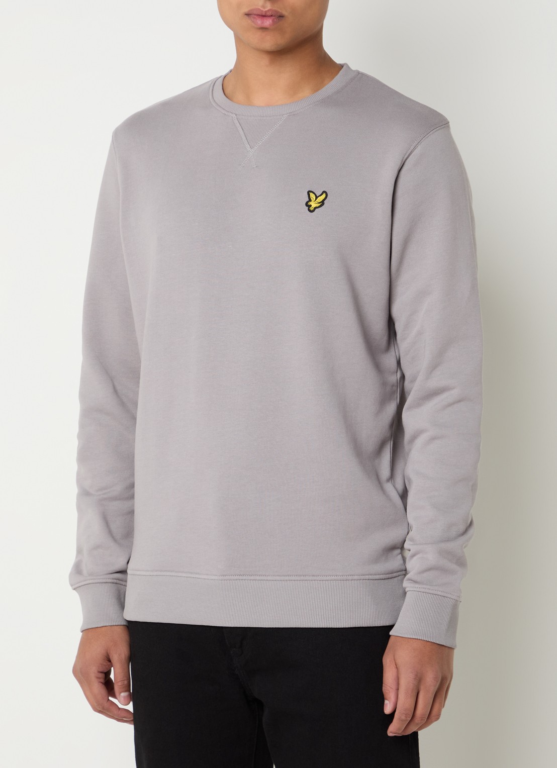 Lyle & Scott Sweater met logoborduring - detail 3 lichtgrijs