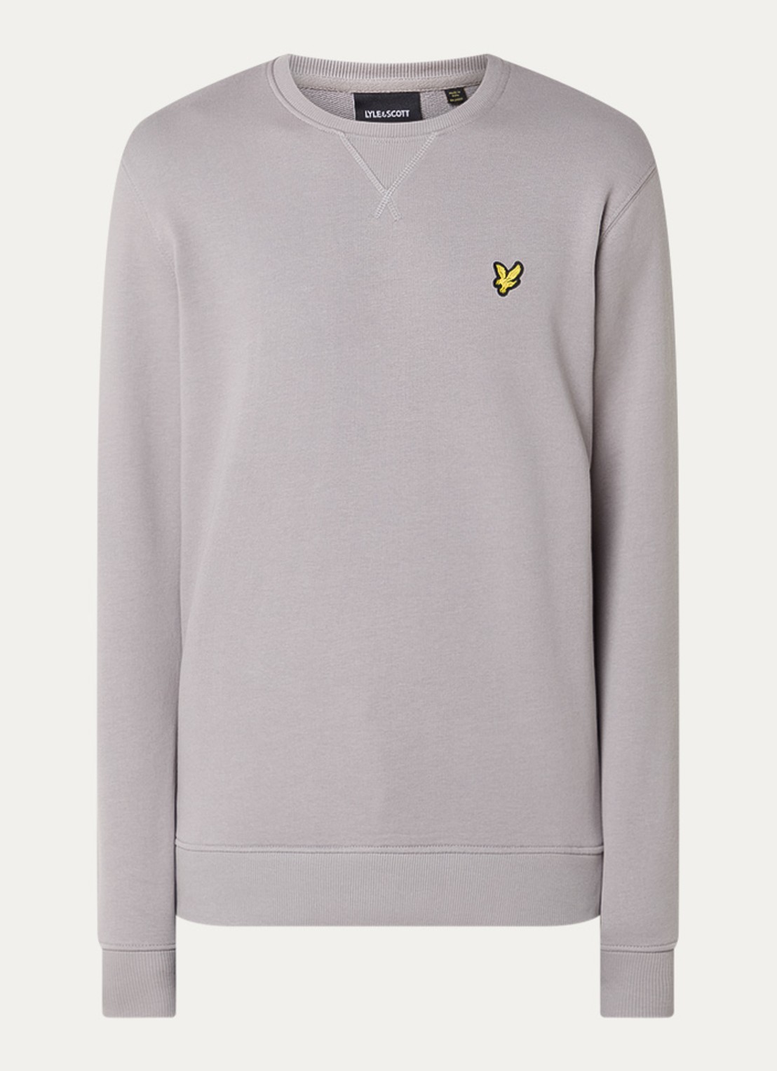 Lyle & Scott Sweater met logoborduring - voorkant lichtgrijs