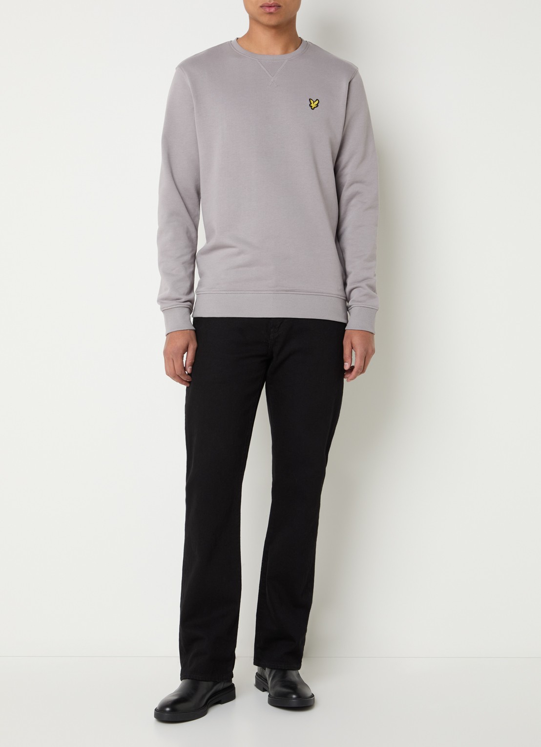 Lyle & Scott Sweater met logoborduring - voorkant 2 lichtgrijs
