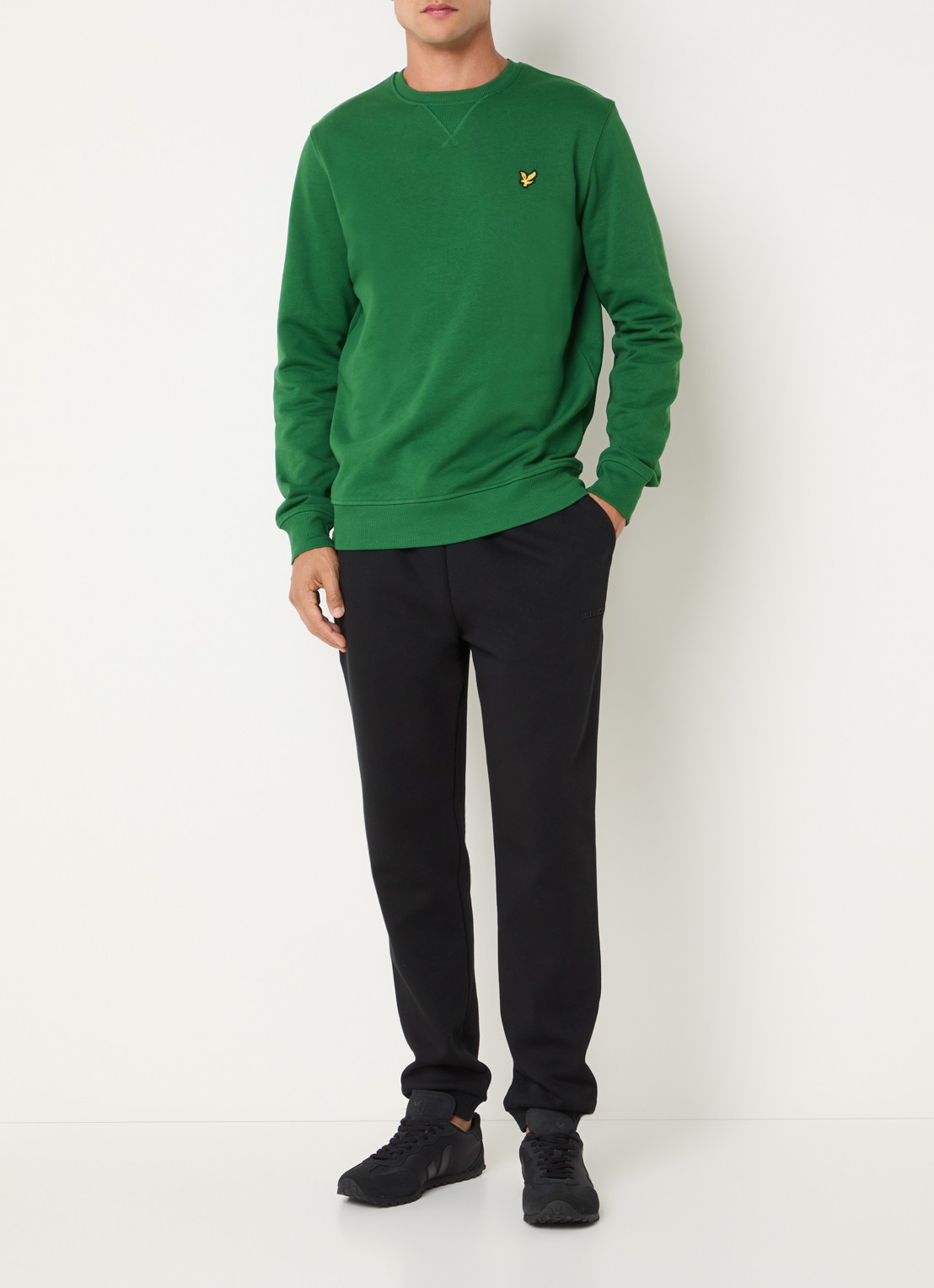 Lyle & Scott Sweater met logoborduring - voorkant 3 groen