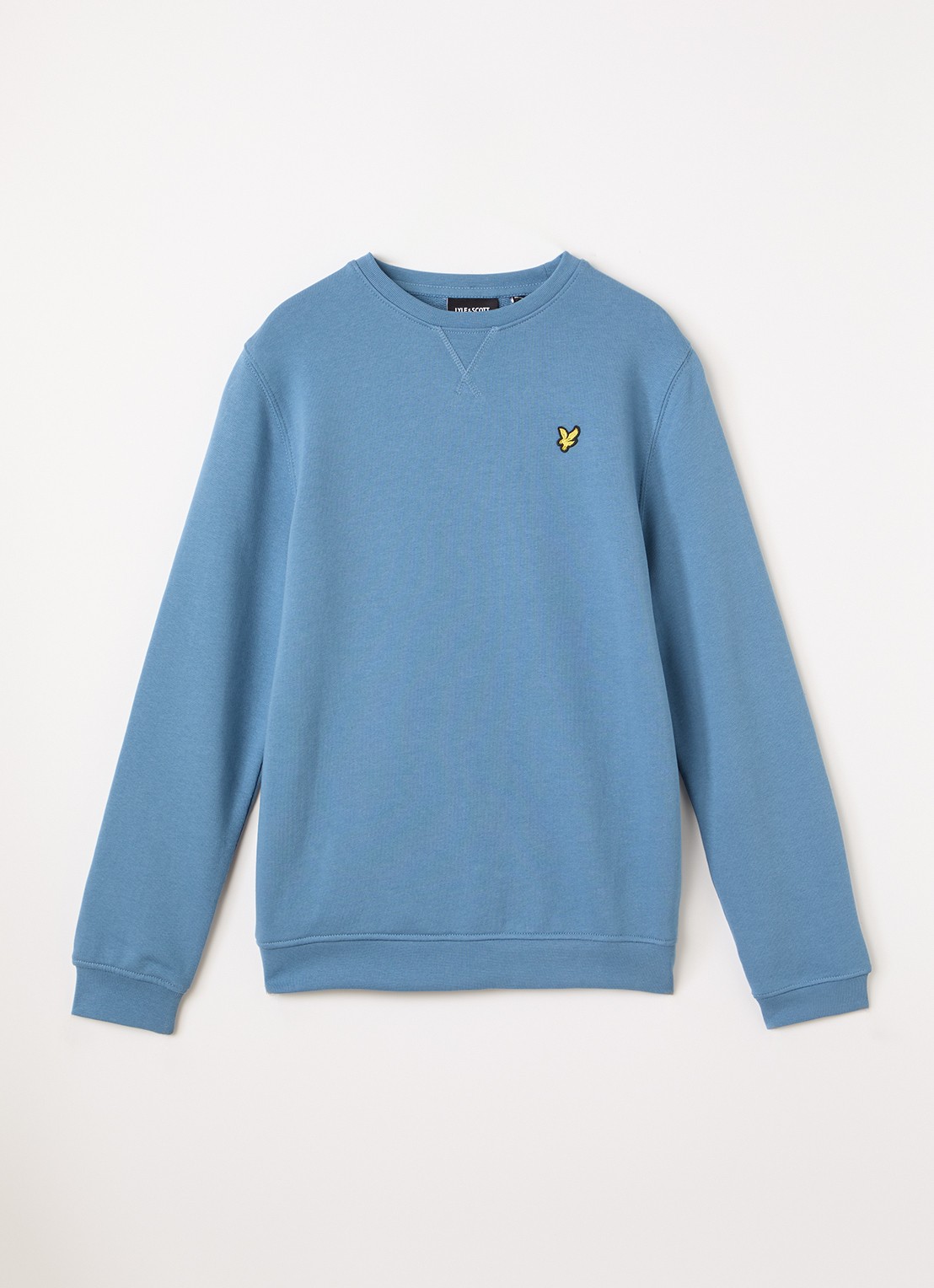 Lyle & Scott Sweater met logoborduring - voorkant staalblauw