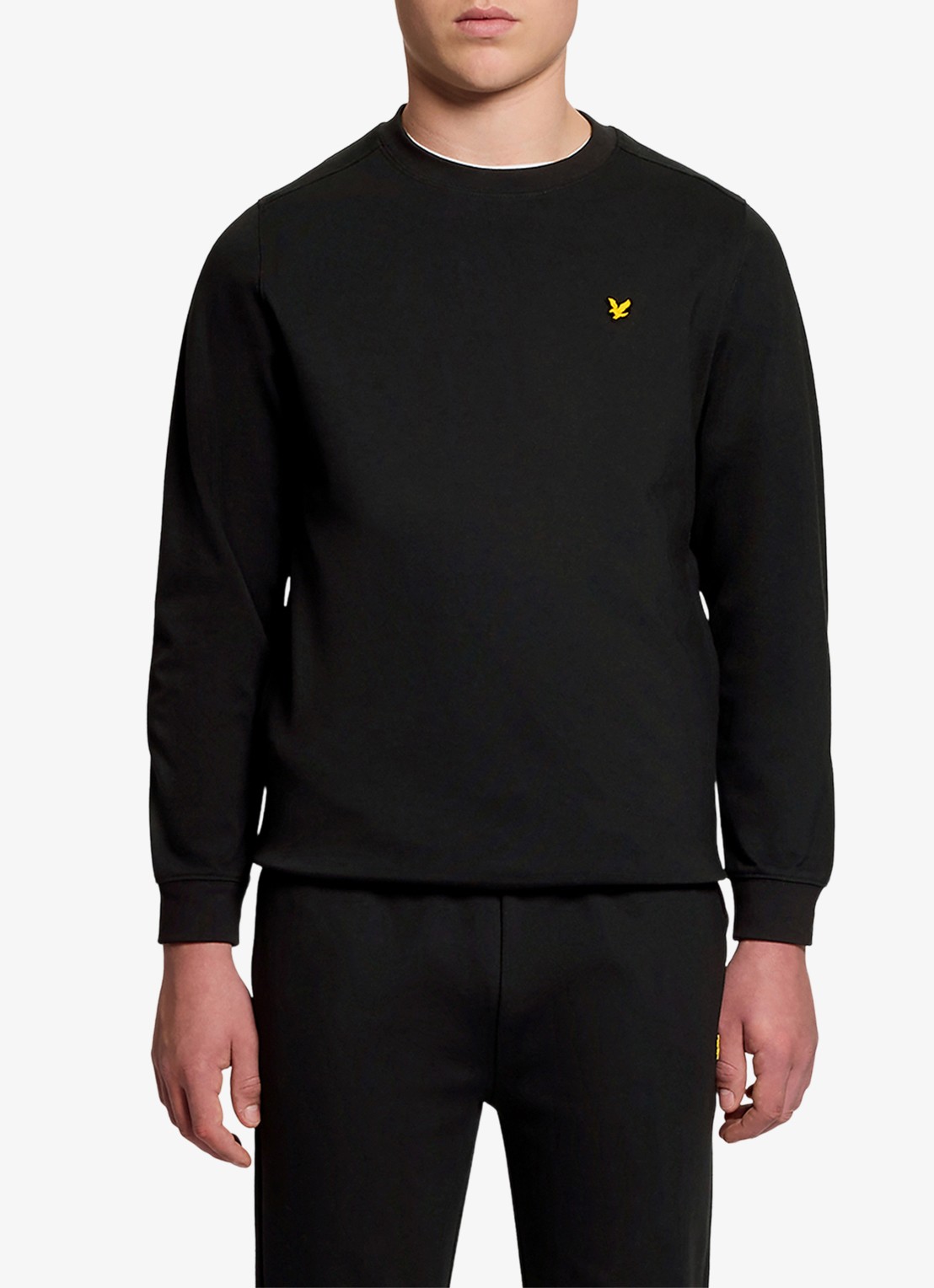 Lyle & Scott Sweater met logoborduring - voorkant zwart