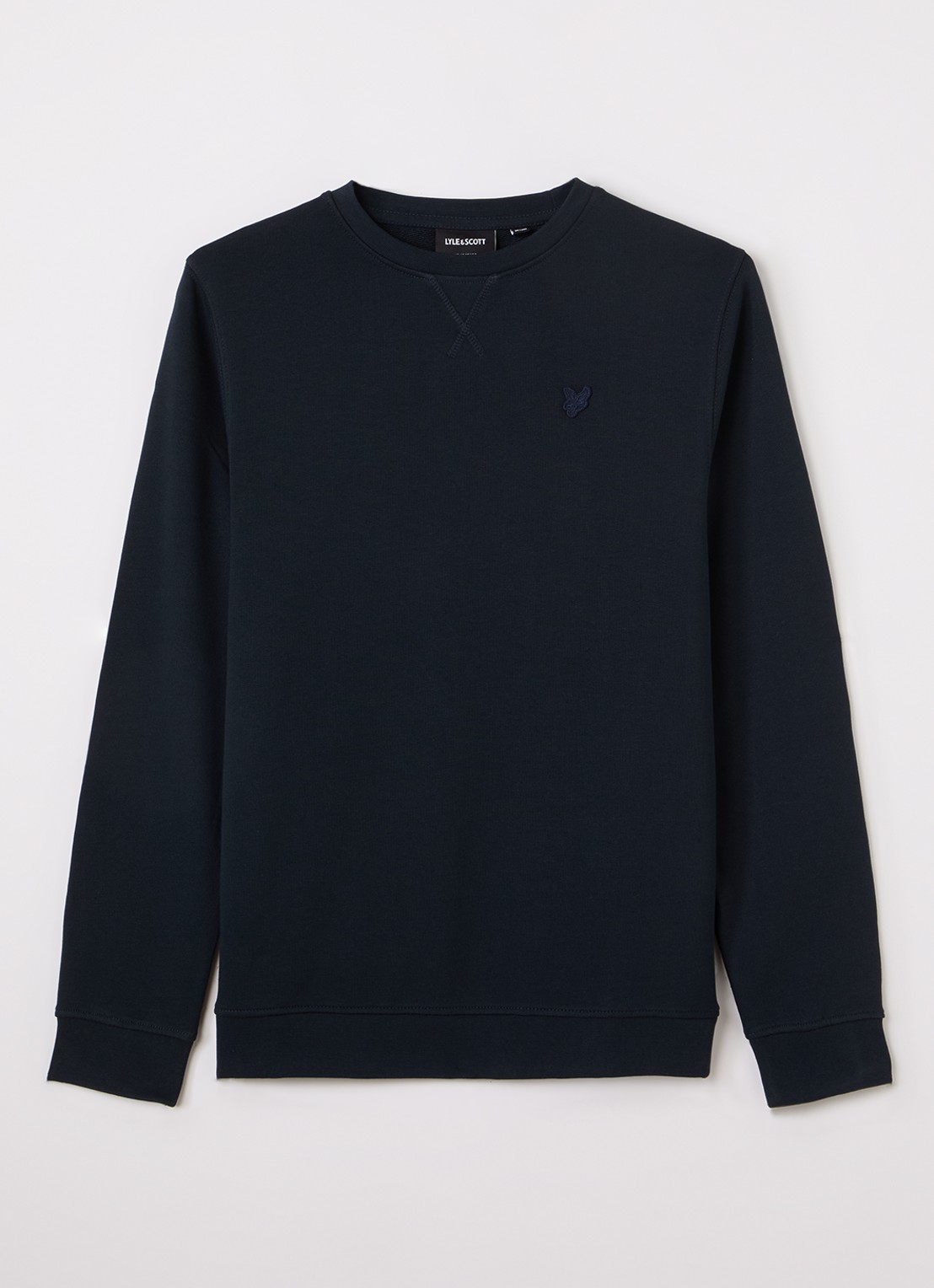 Lyle & Scott Sweater met logoborduring - voorkant donkerblauw