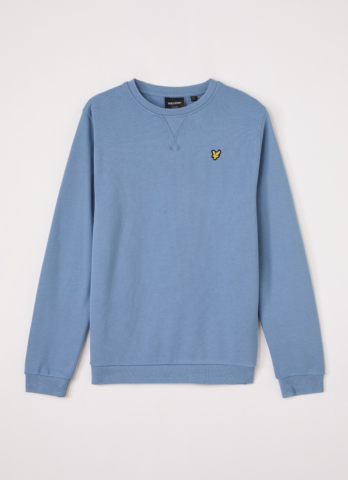 Lyle & Scott Sweater met logoborduring - voorkant staalblauw