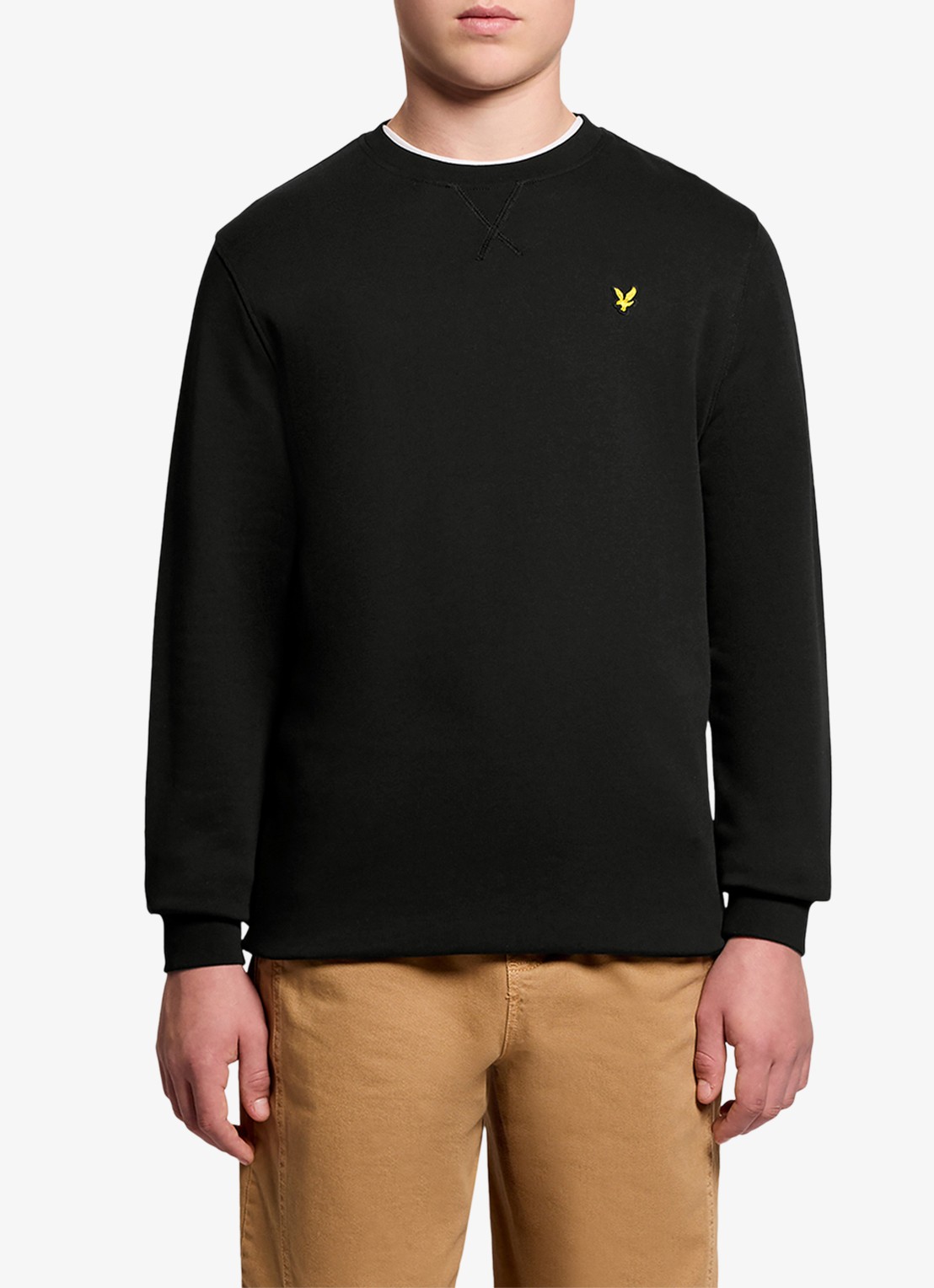 Lyle & Scott Sweater met logoborduring - voorkant zwart
