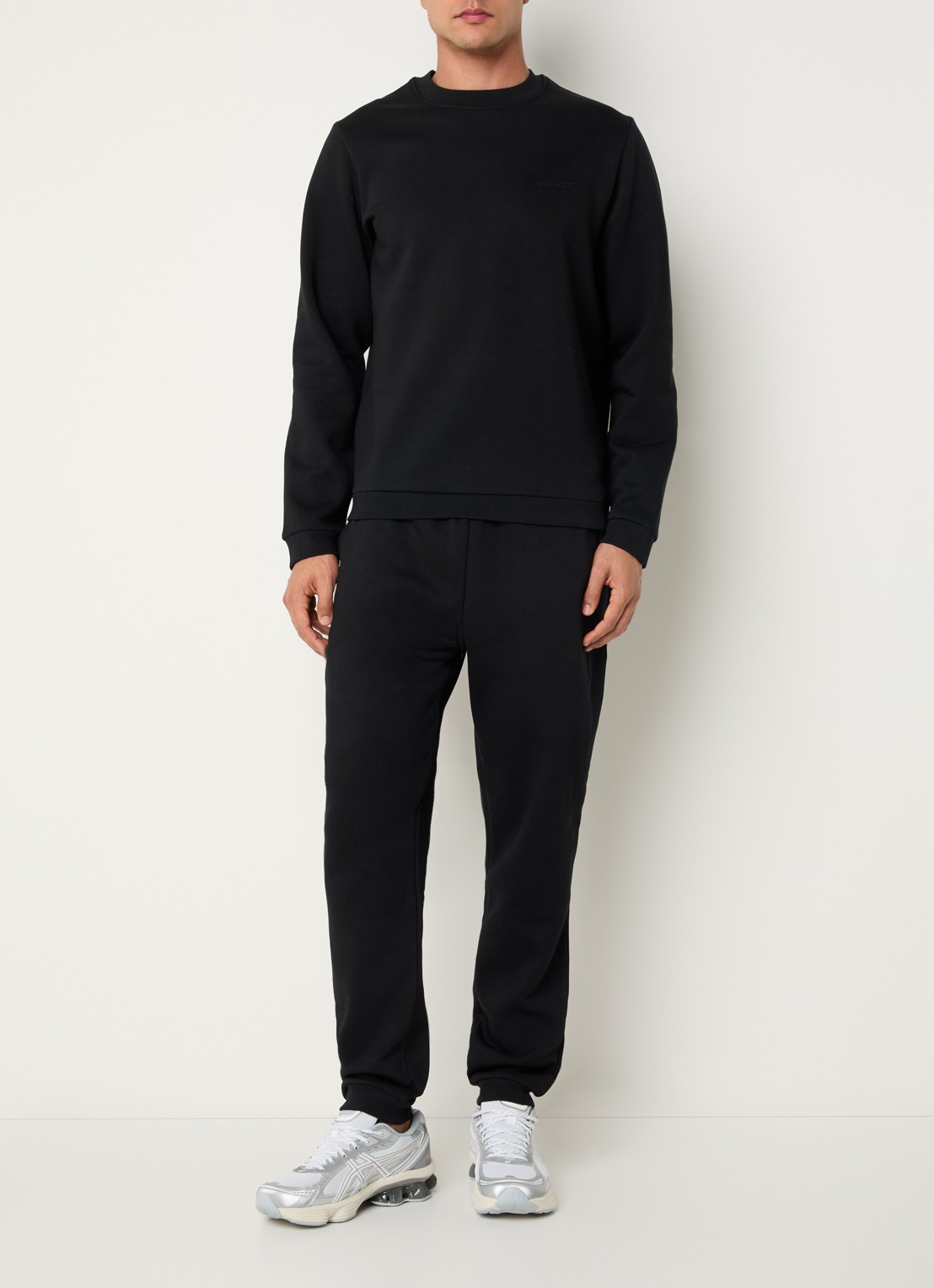 Lyle & Scott Sweater met logoprint - voorkant 3 zwart