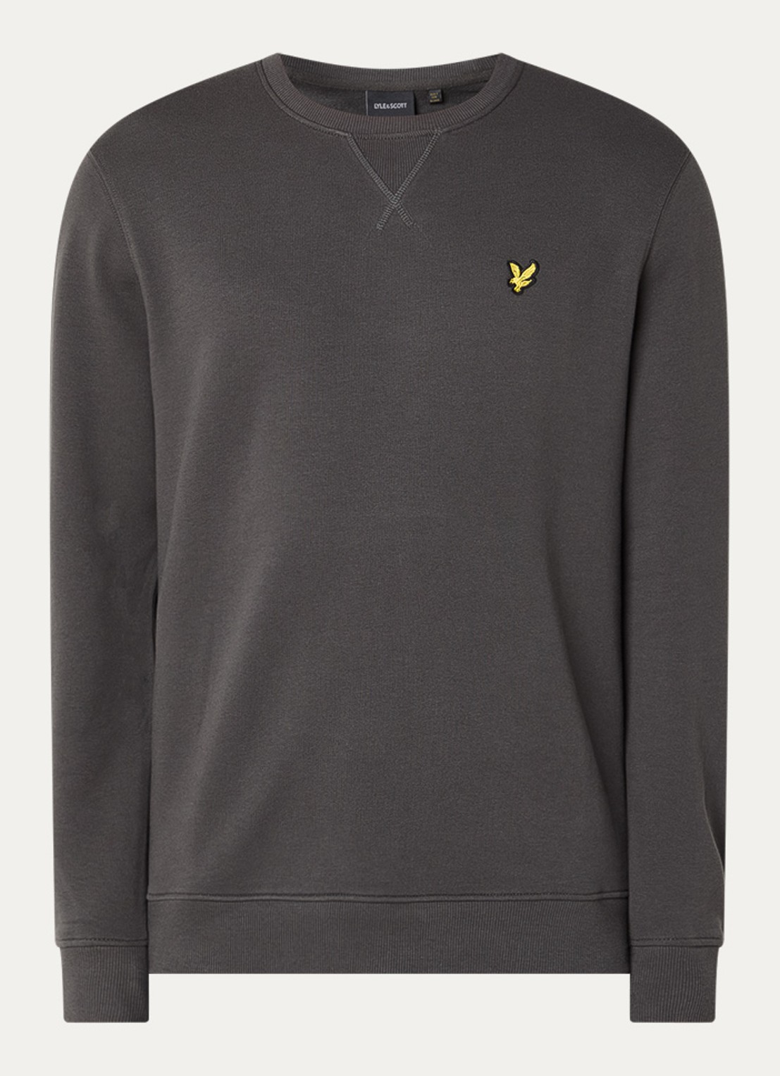 Lyle & Scott Sweater van katoen met logo-applicatie - voorkant 2 antraciet