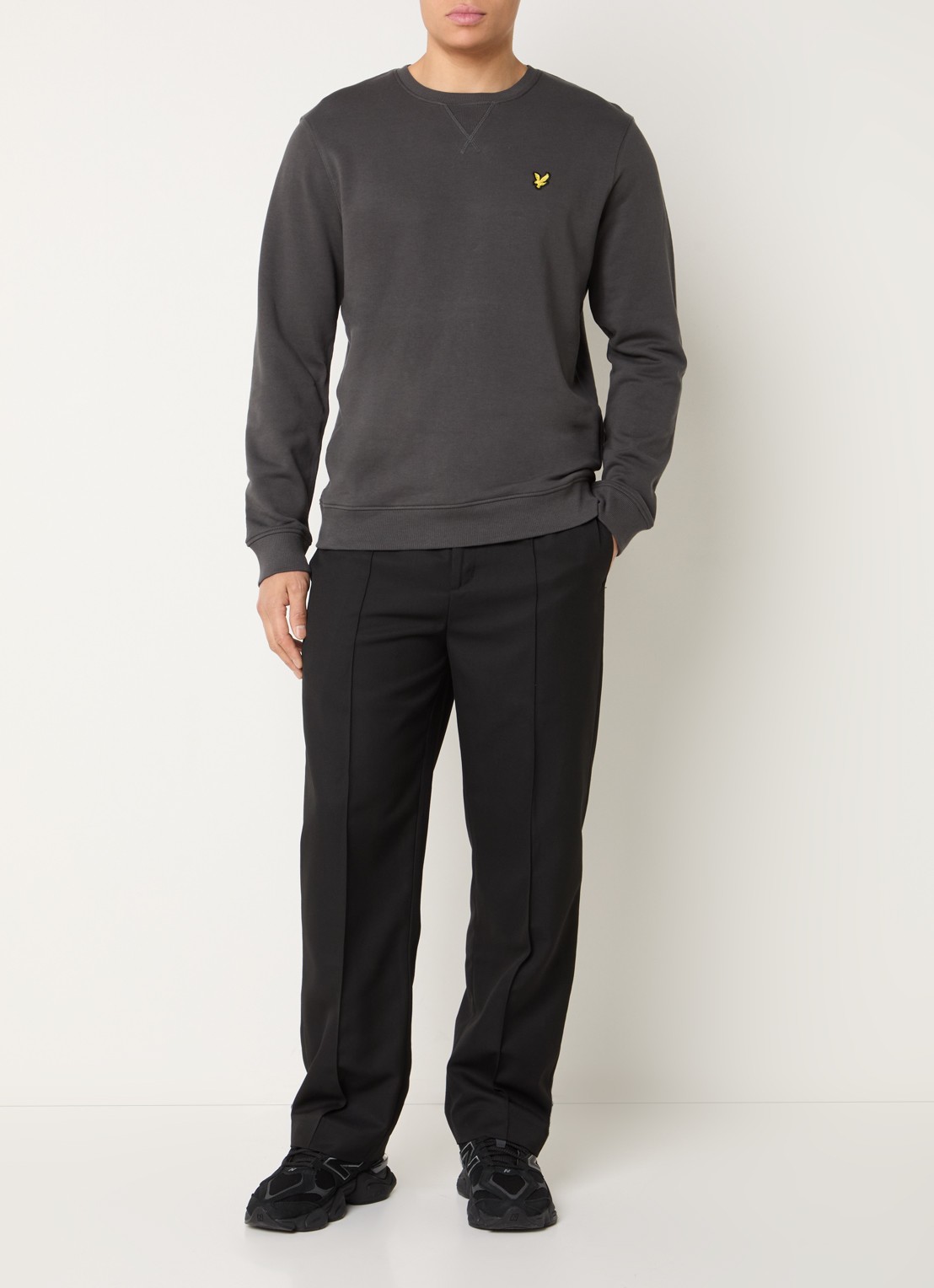 Lyle & Scott Sweater van katoen met logo-applicatie - voorkant 3 antraciet