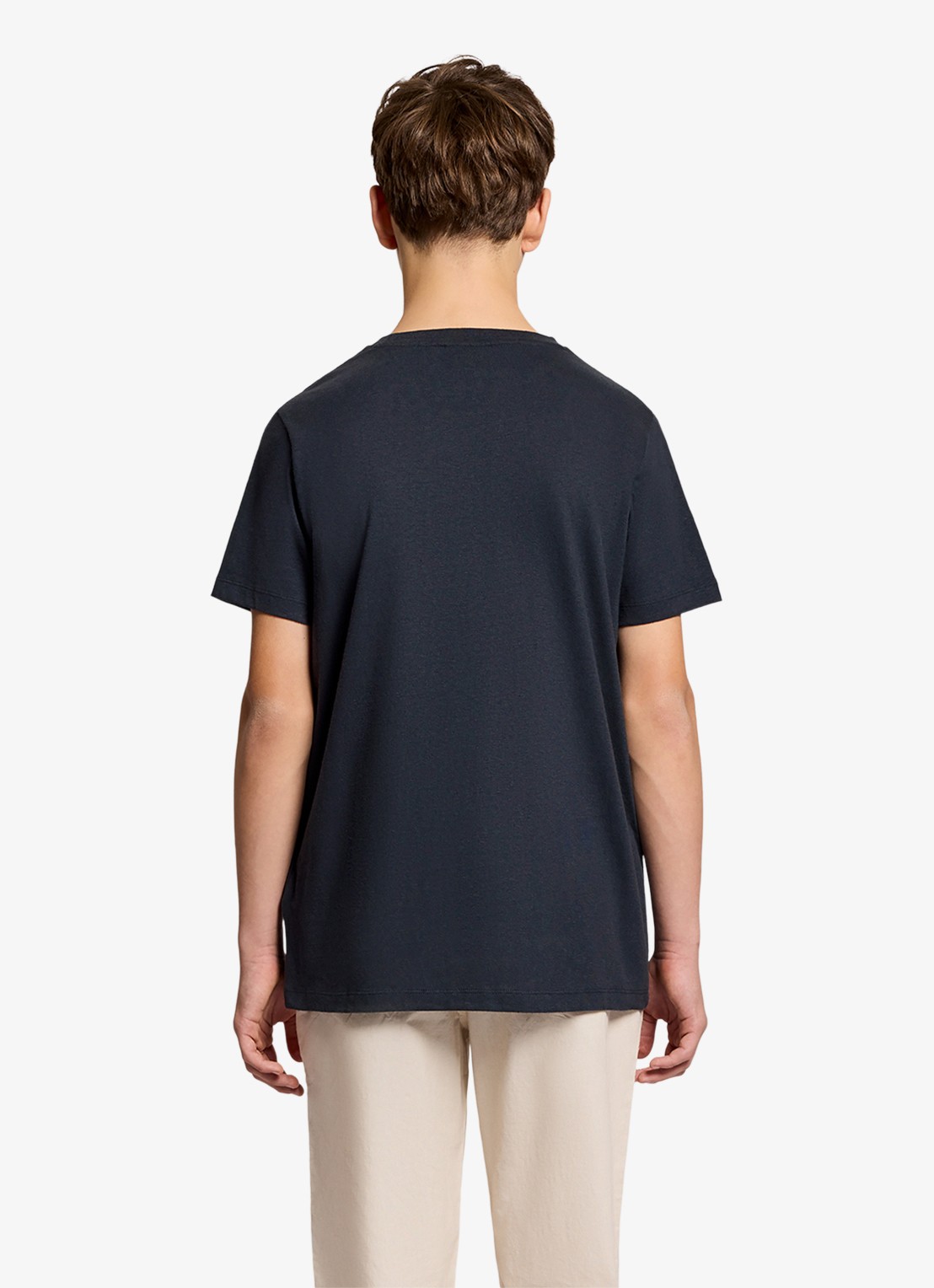 Lyle & Scott T-shirt in linnenblend - voorkant 2 donkerblauw