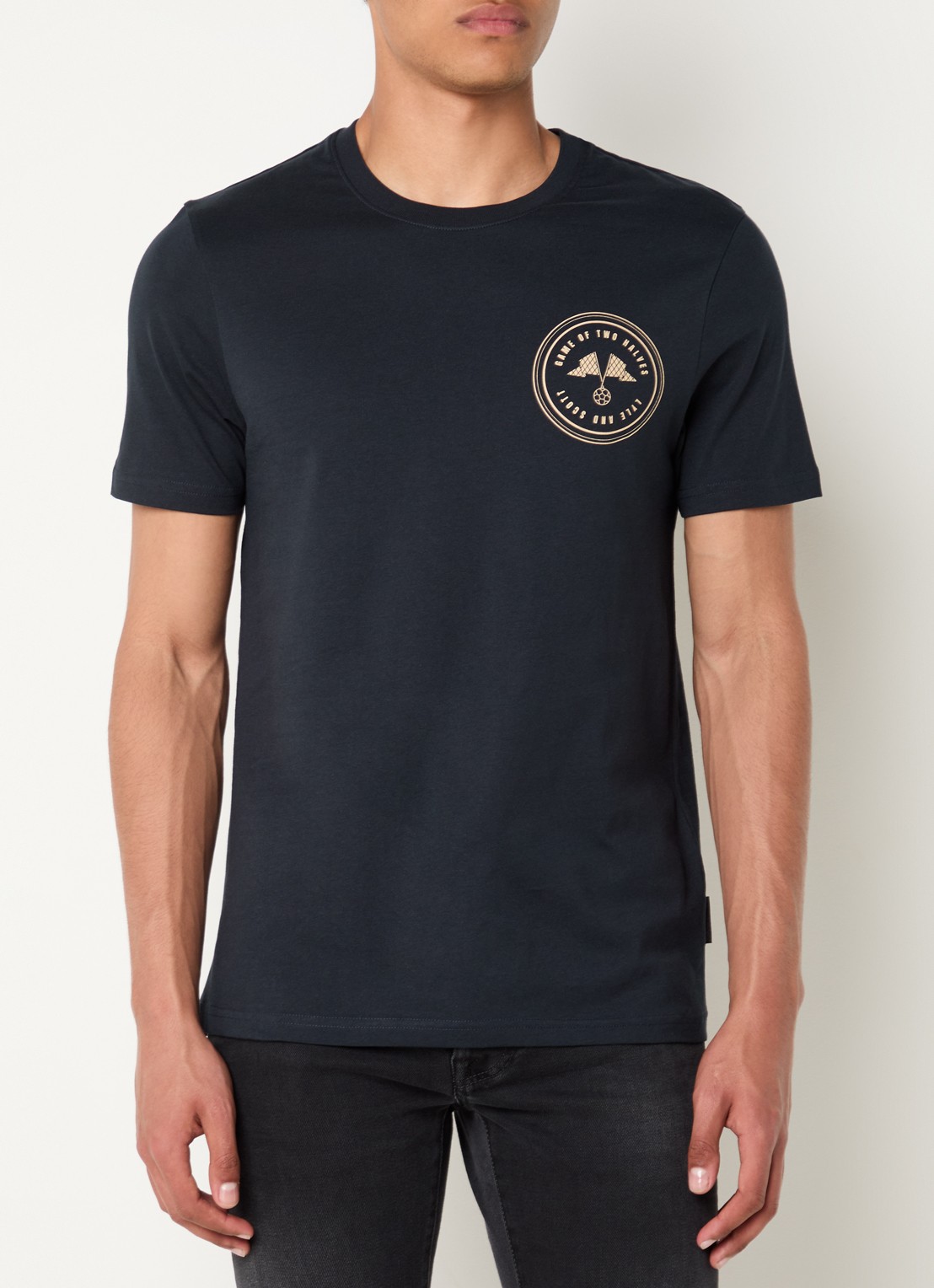 Lyle & Scott T-shirt met front- en backprint - achterkant 2 donkerblauw