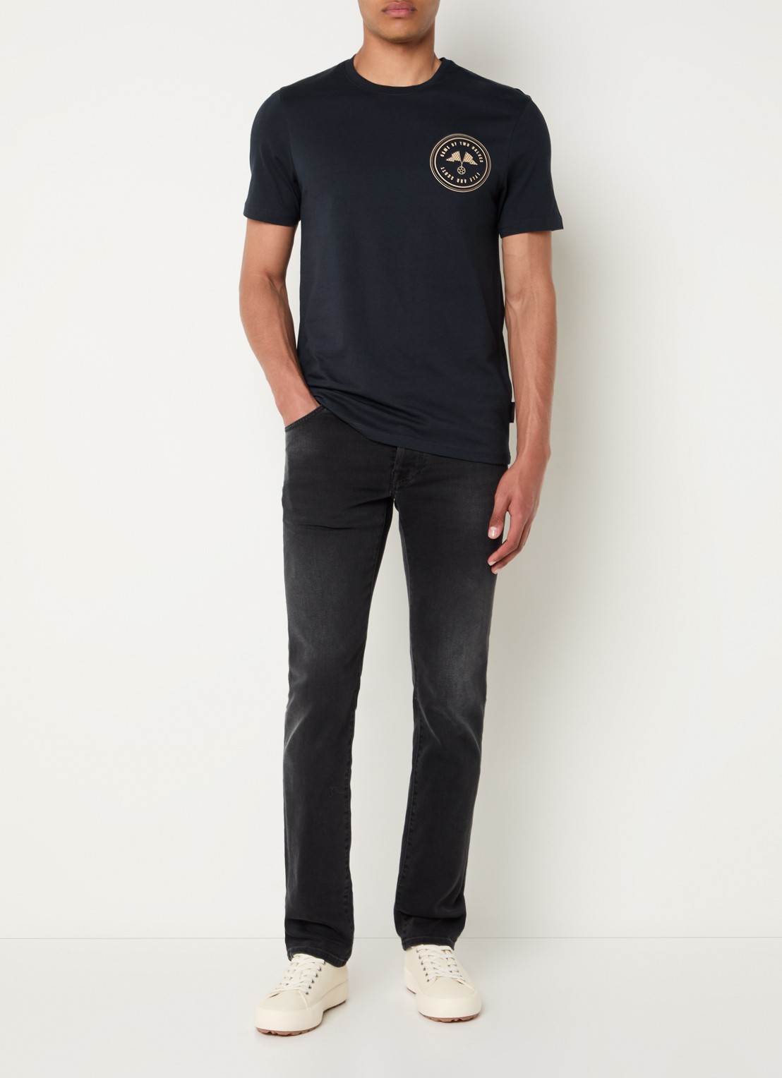Lyle & Scott T-shirt met front- en backprint - voorkant 4 donkerblauw