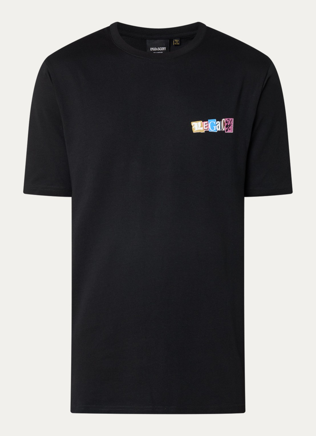 Lyle & Scott T-shirt met front- en backprint - voorkant zwart