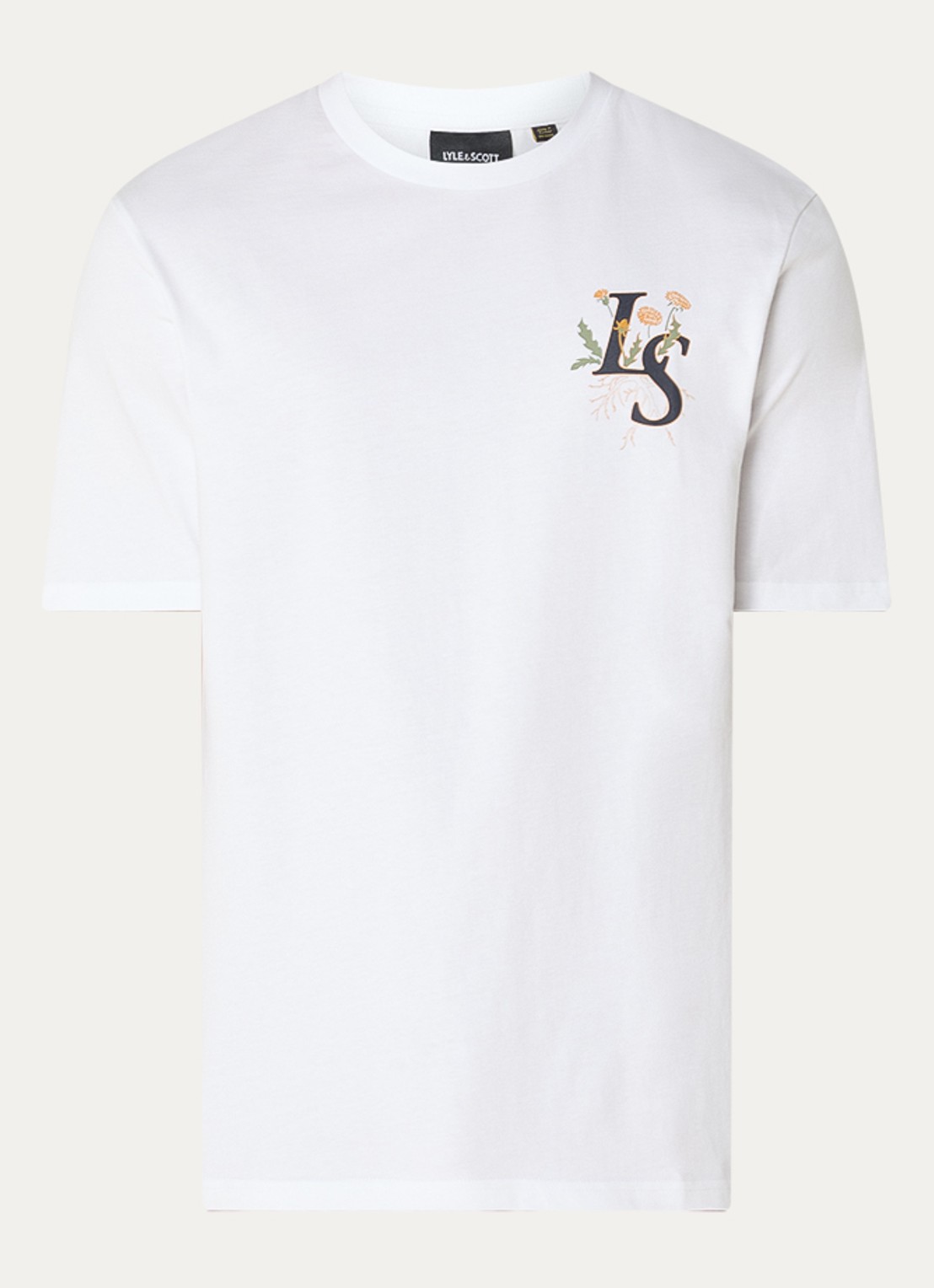 Lyle & Scott T-shirt met logo- en backprint - voorkant wit