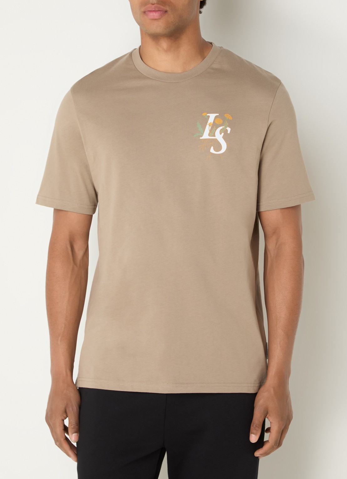 Lyle & Scott T-shirt met logo- en backprint - achterkant 4 beige