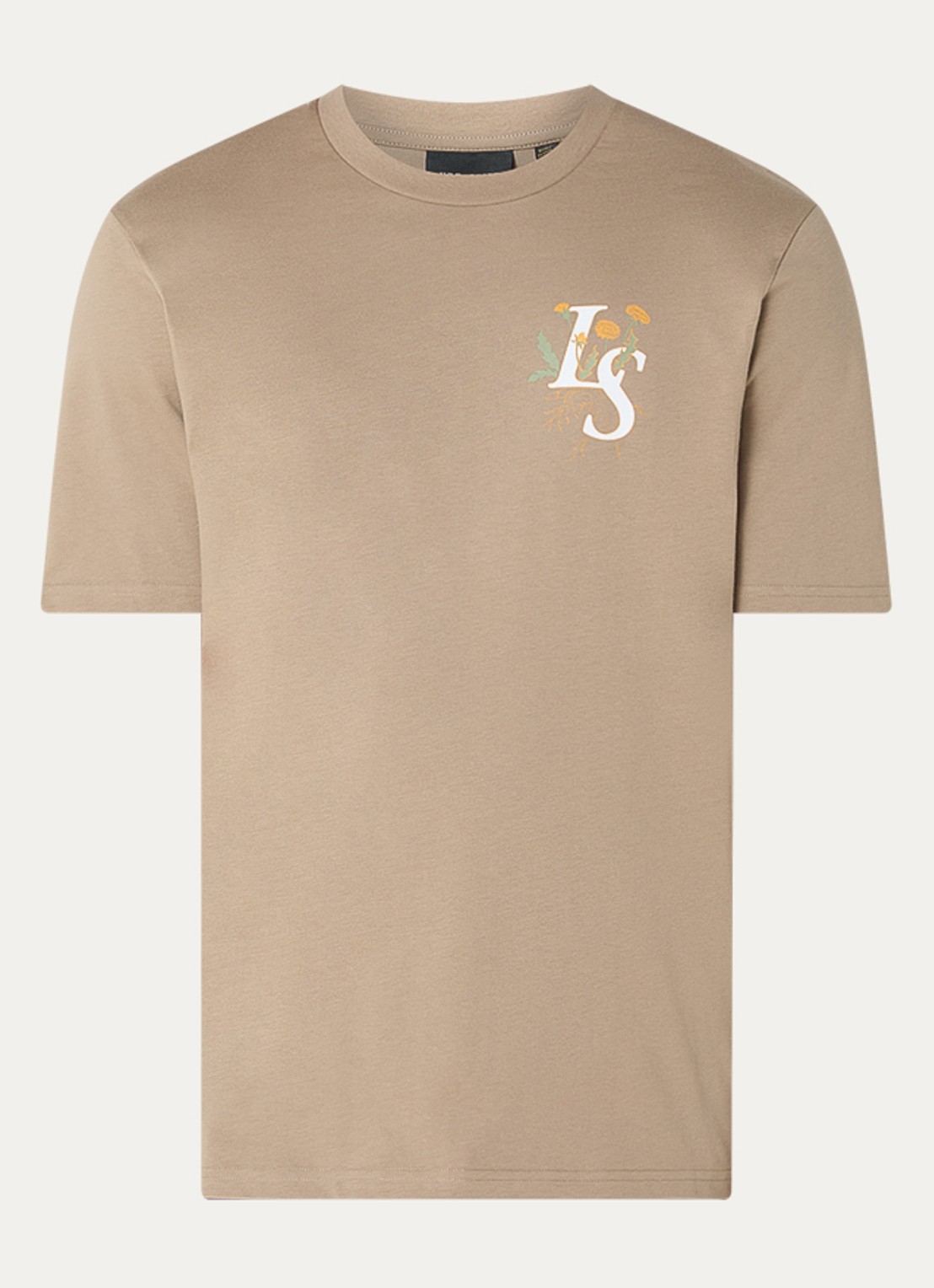 Lyle & Scott T-shirt met logo- en backprint - voorkant 2 beige