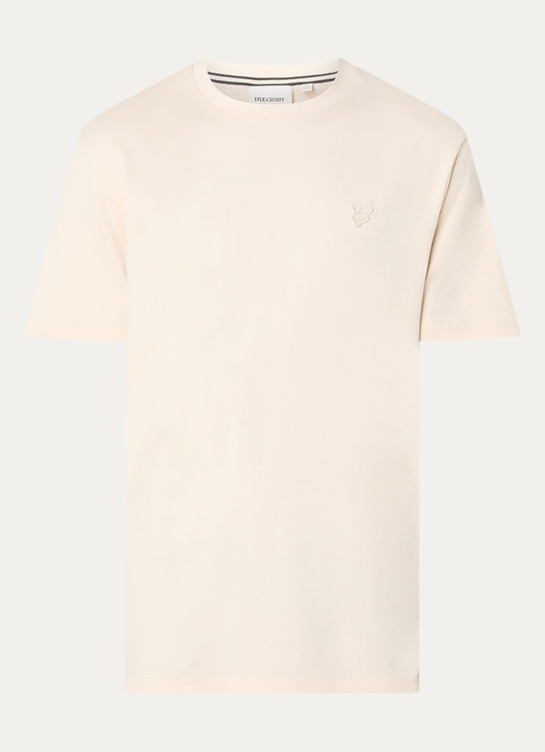 Lyle & Scott T-shirt met logo - voorkant beige