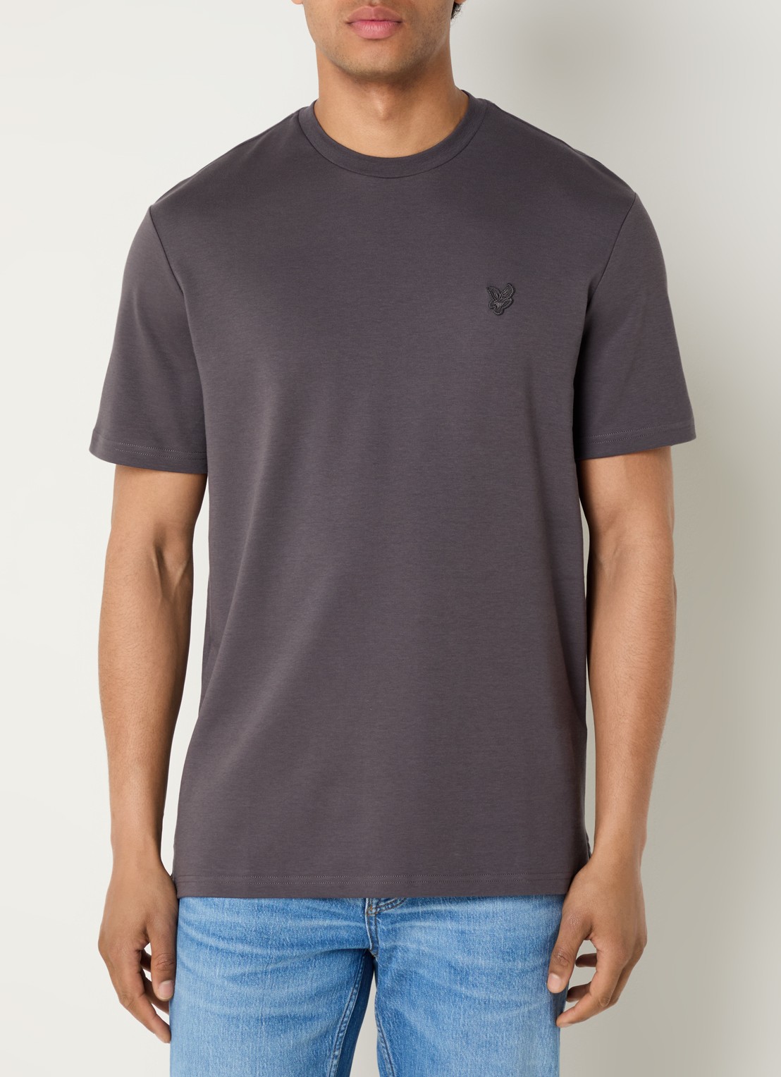Lyle & Scott T-shirt met logo - detail 4 antraciet