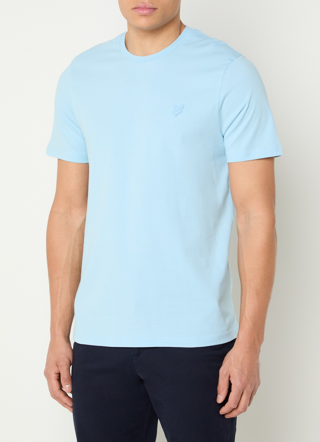 Lyle & Scott T-shirt met logo - detail 3 lichtblauw
