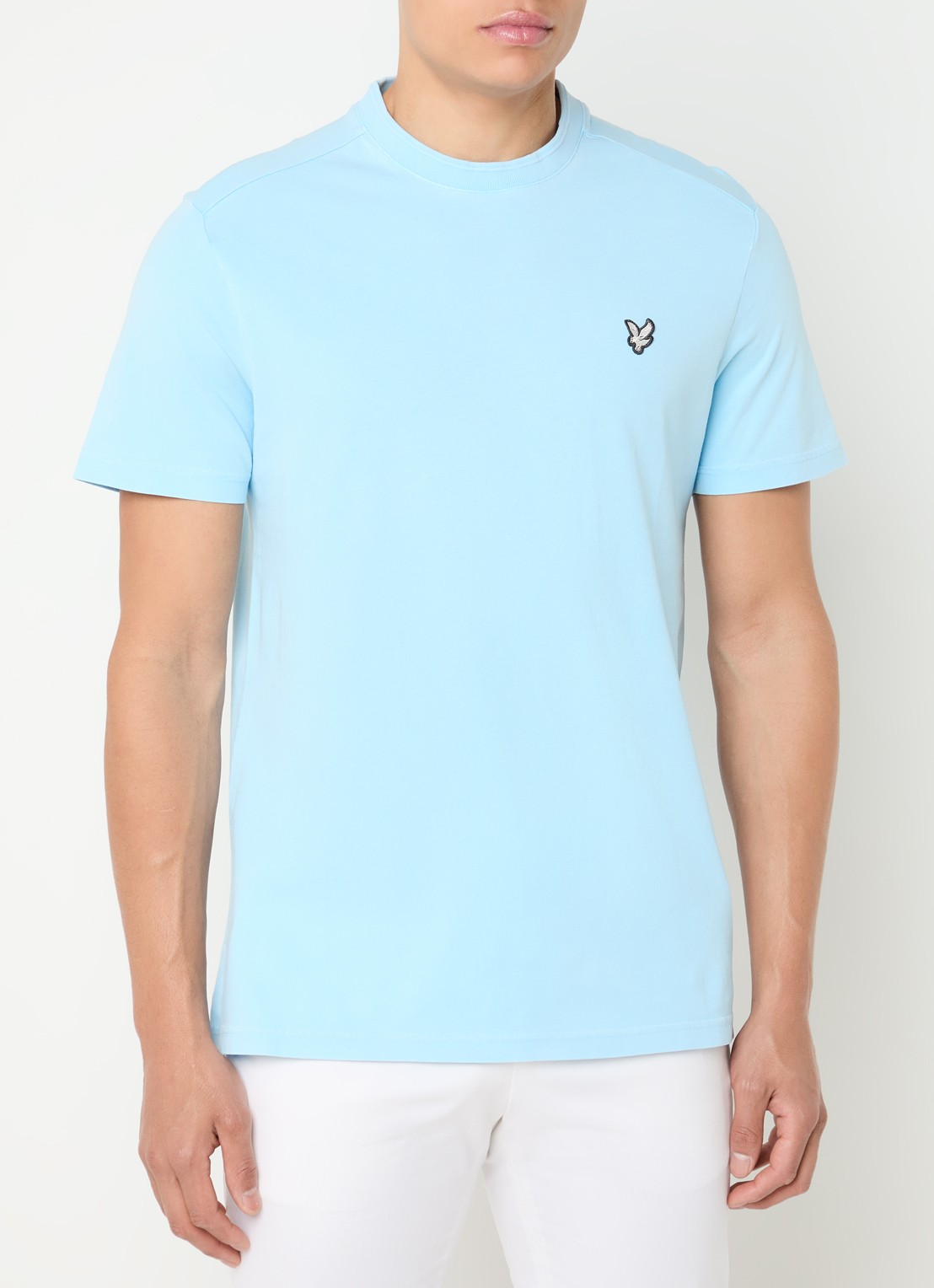 Lyle & Scott T-shirt met logoborduring - detail 4 lichtblauw