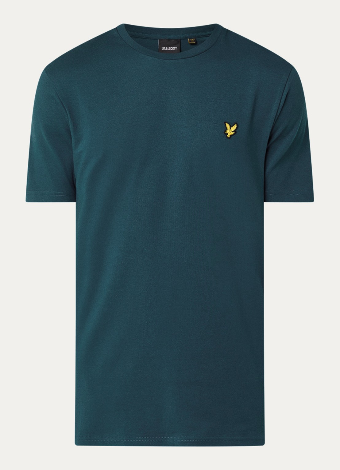 Lyle & Scott T-shirt met logoborduring - voorkant petrol