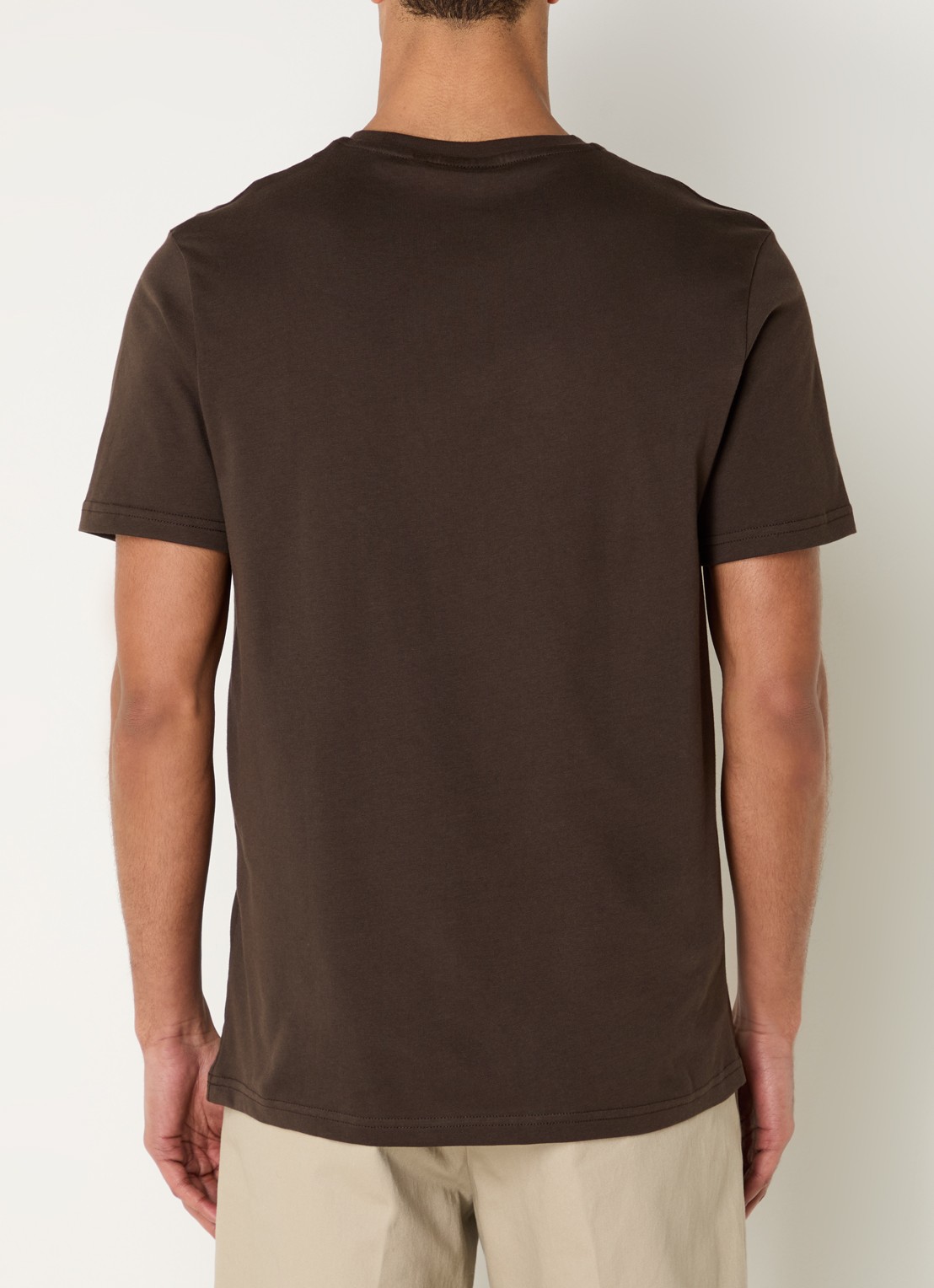 Lyle & Scott T-shirt met logoborduring - achterkant bruin