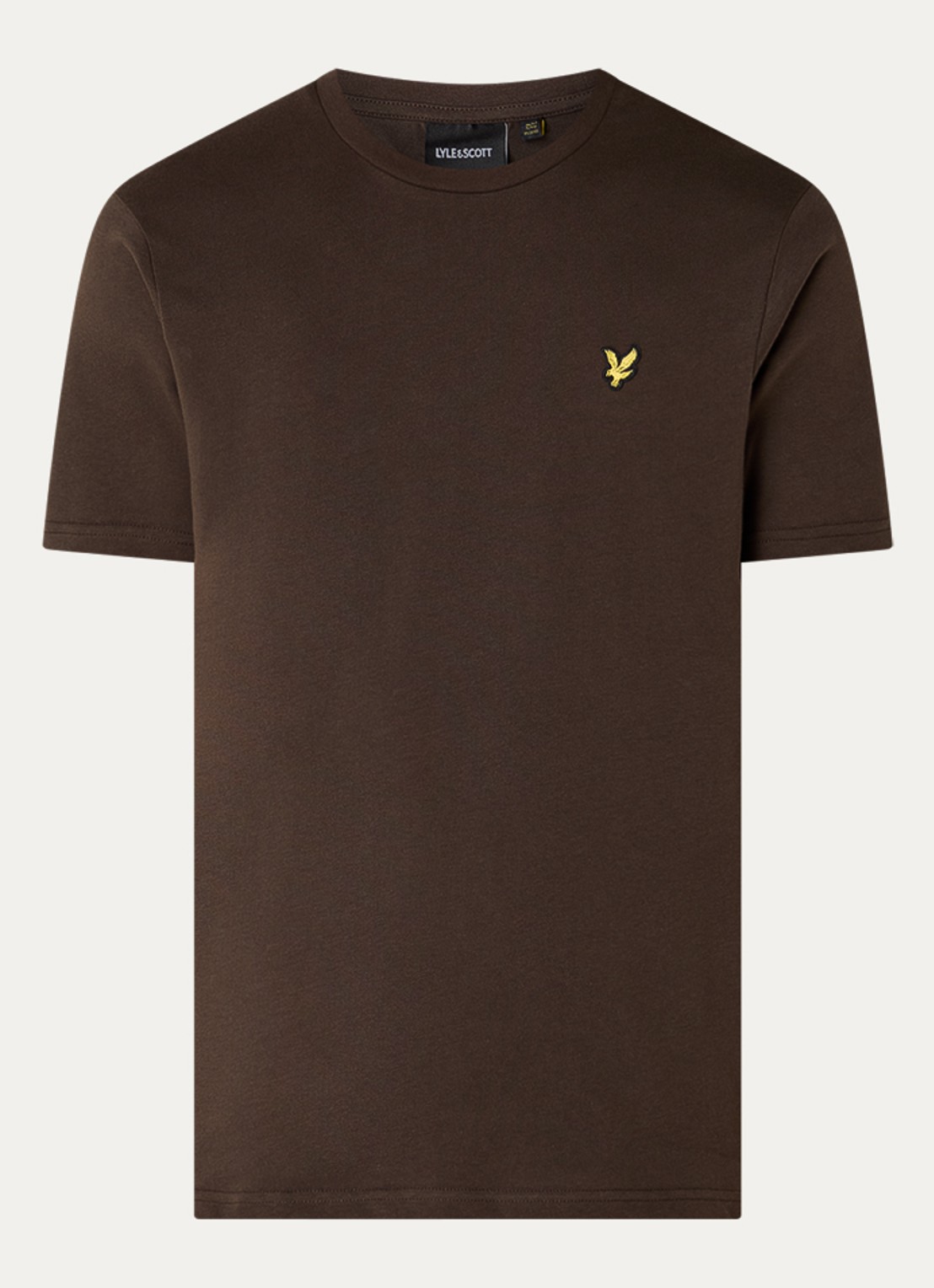 Lyle & Scott T-shirt met logoborduring - voorkant 3 bruin