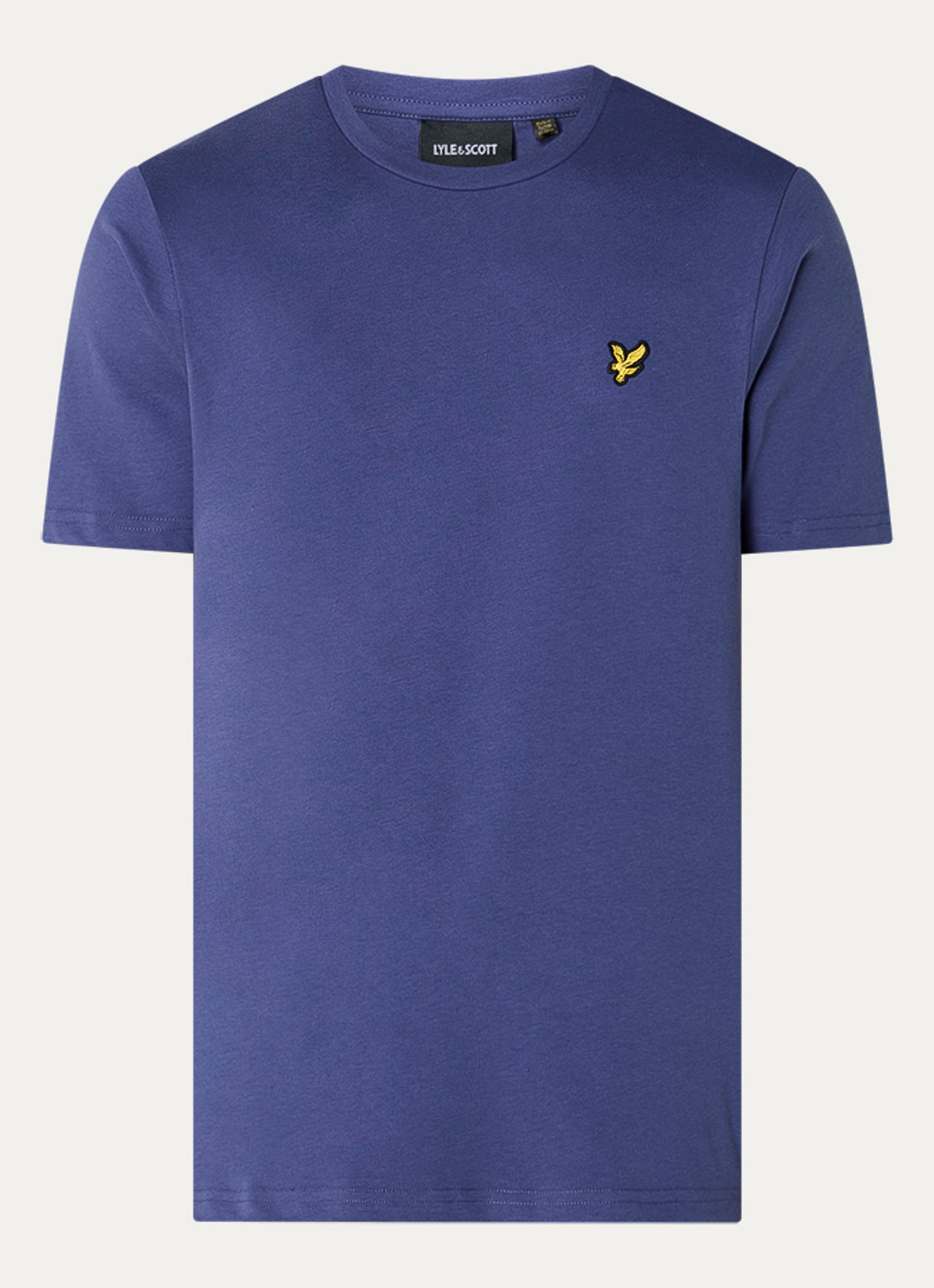 Lyle & Scott T-shirt met logoborduring - voorkant donkerblauw