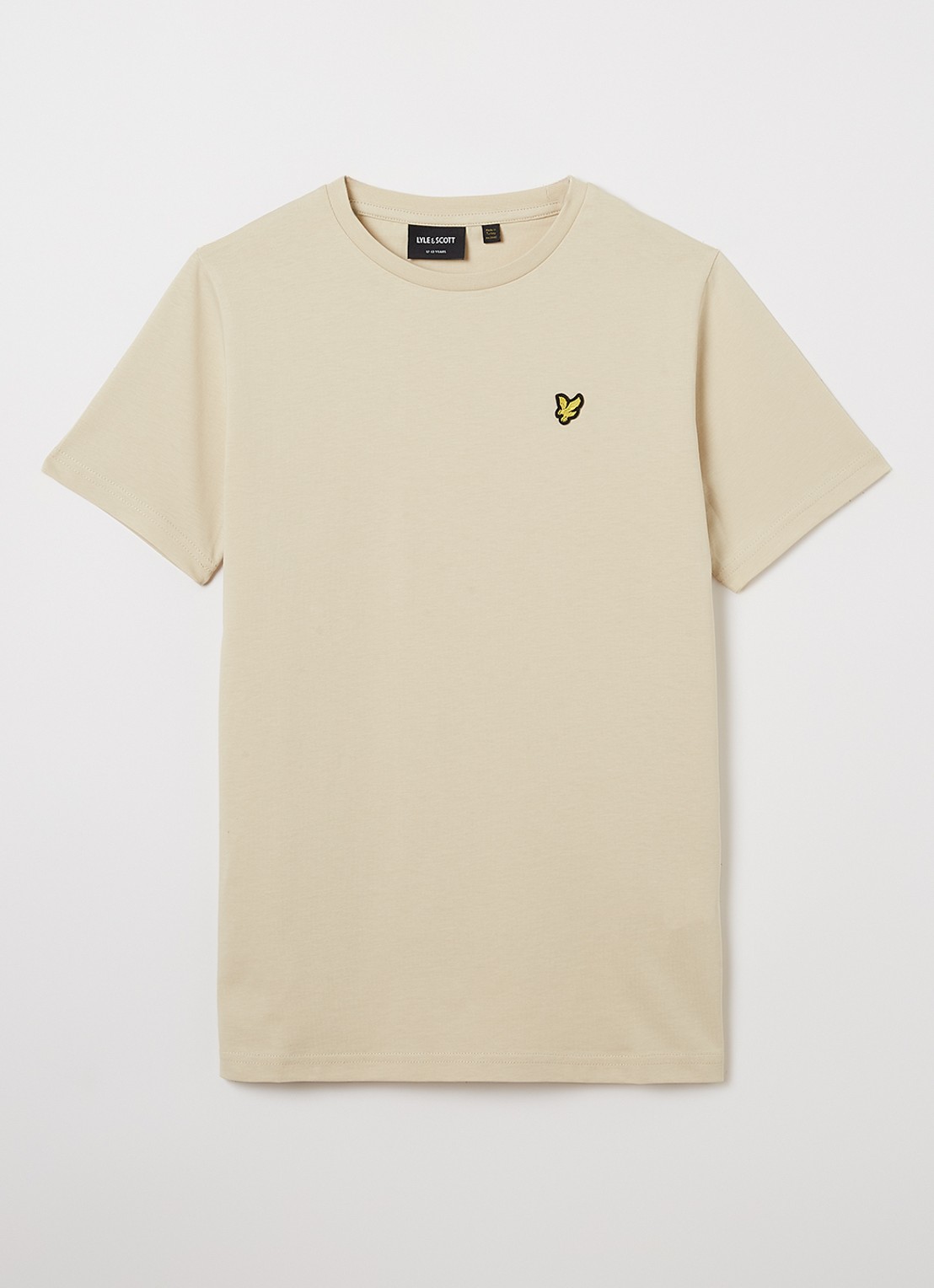 Lyle & Scott T-shirt met logoborduring - voorkant beige