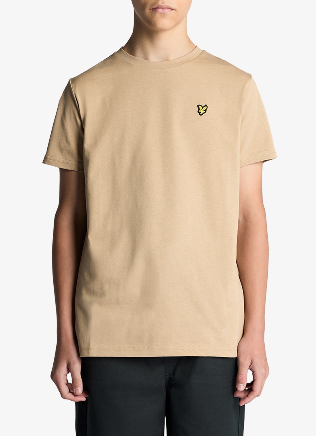 Lyle & Scott T-shirt met logoborduring - voorkant 4 camel