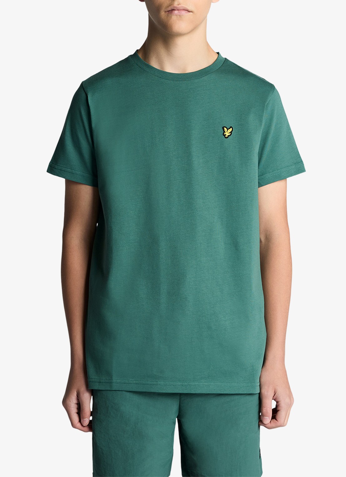 Lyle & Scott T-shirt met logoborduring - voorkant zeegroen