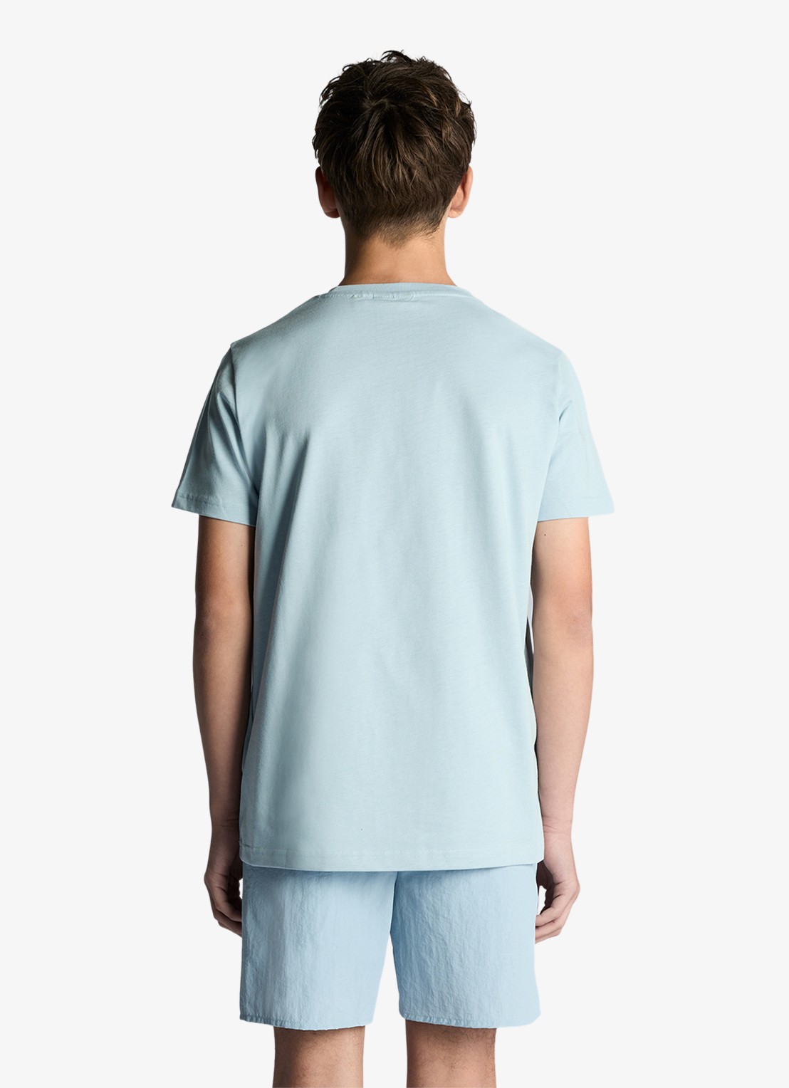 Lyle & Scott T-shirt met logoborduring - achterkant aquablauw