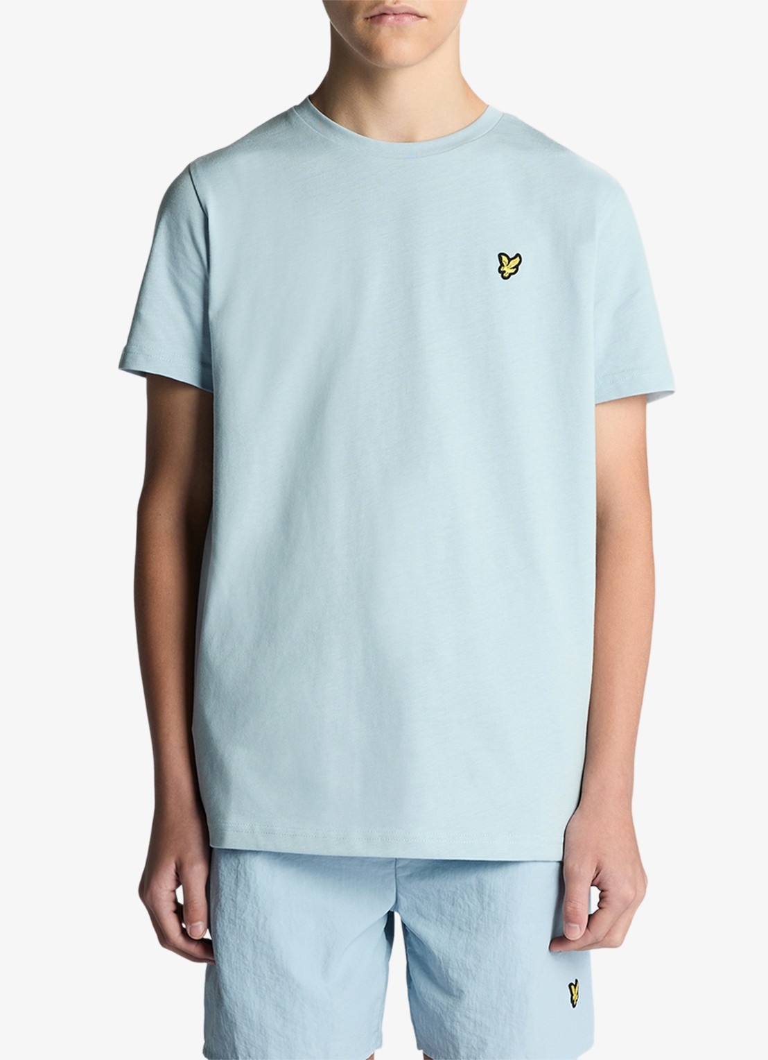Lyle & Scott T-shirt met logoborduring - voorkant 5 aquablauw