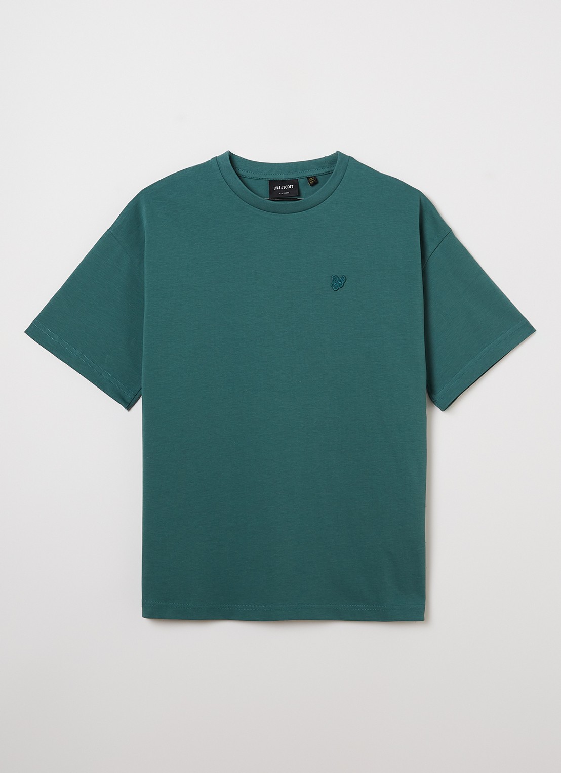 Lyle & Scott T-shirt met logoborduring - voorkant groen