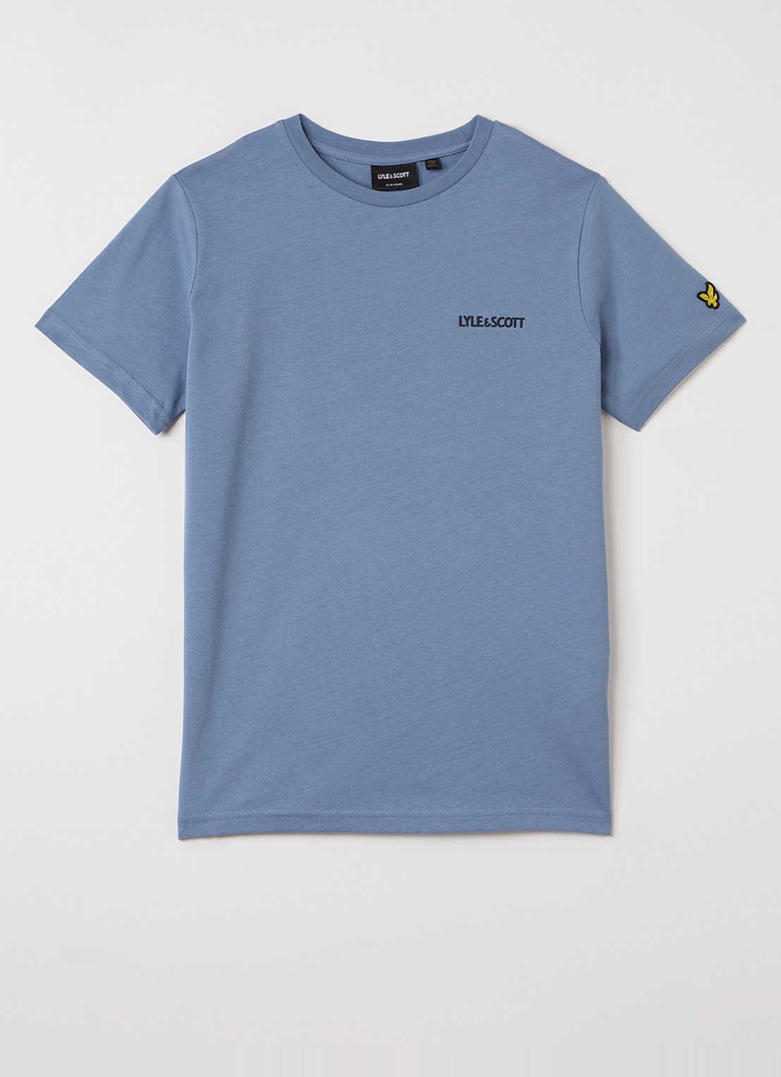 Lyle & Scott T-shirt met logoborduring - voorkant staalblauw