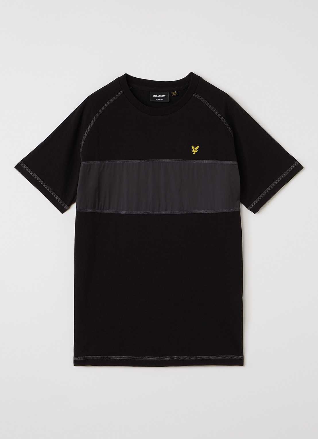 Lyle & Scott T-shirt met logoborduring - voorkant zwart
