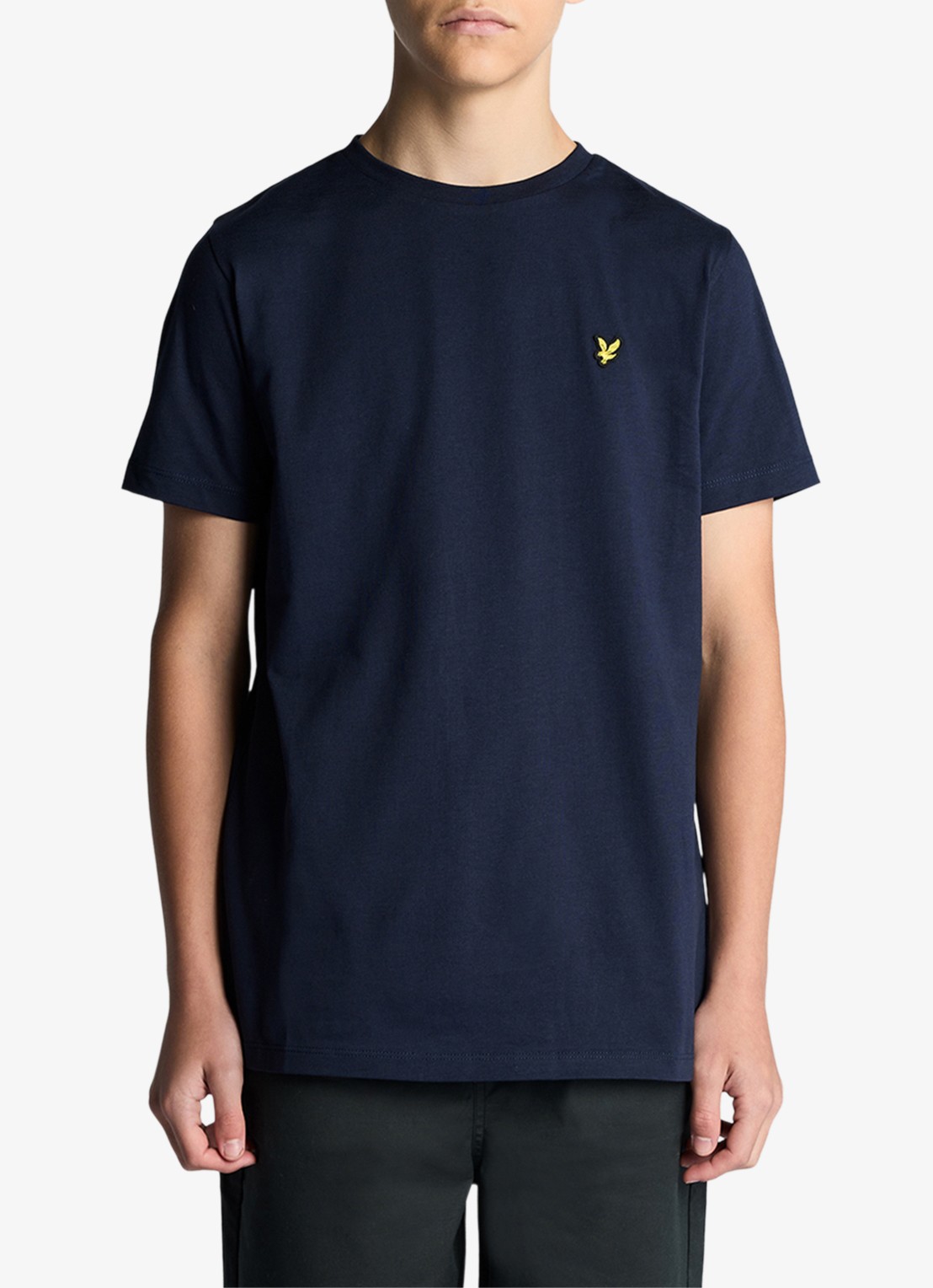 Lyle & Scott T-shirt met logoborduring - voorkant royalblauw
