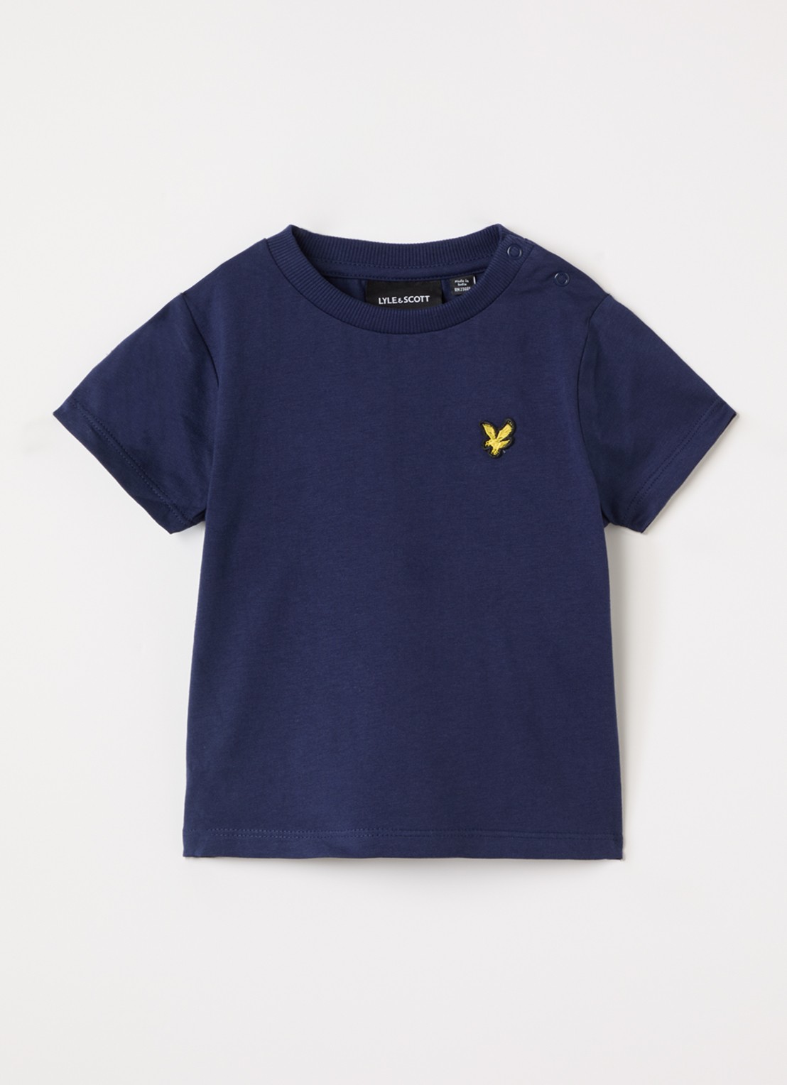 Lyle & Scott T-shirt met logoborduring - voorkant donkerblauw