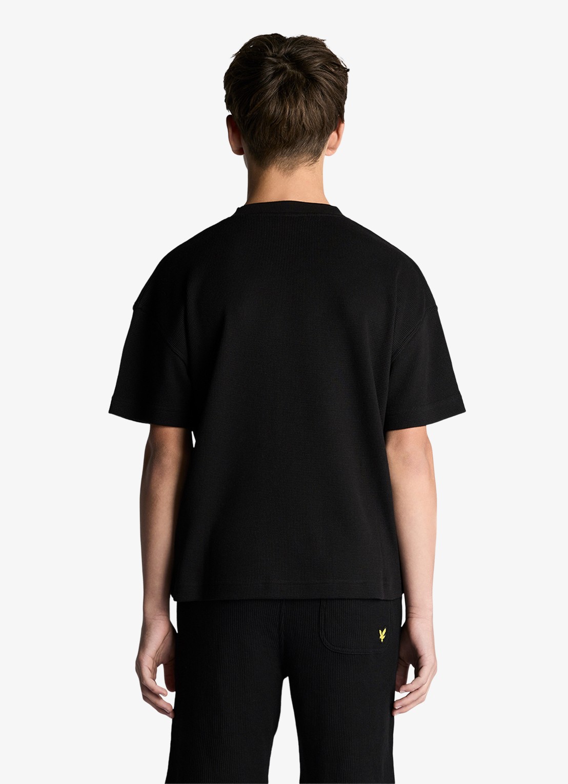 Lyle & Scott T-shirt met structuur - achterkant 2 zwart